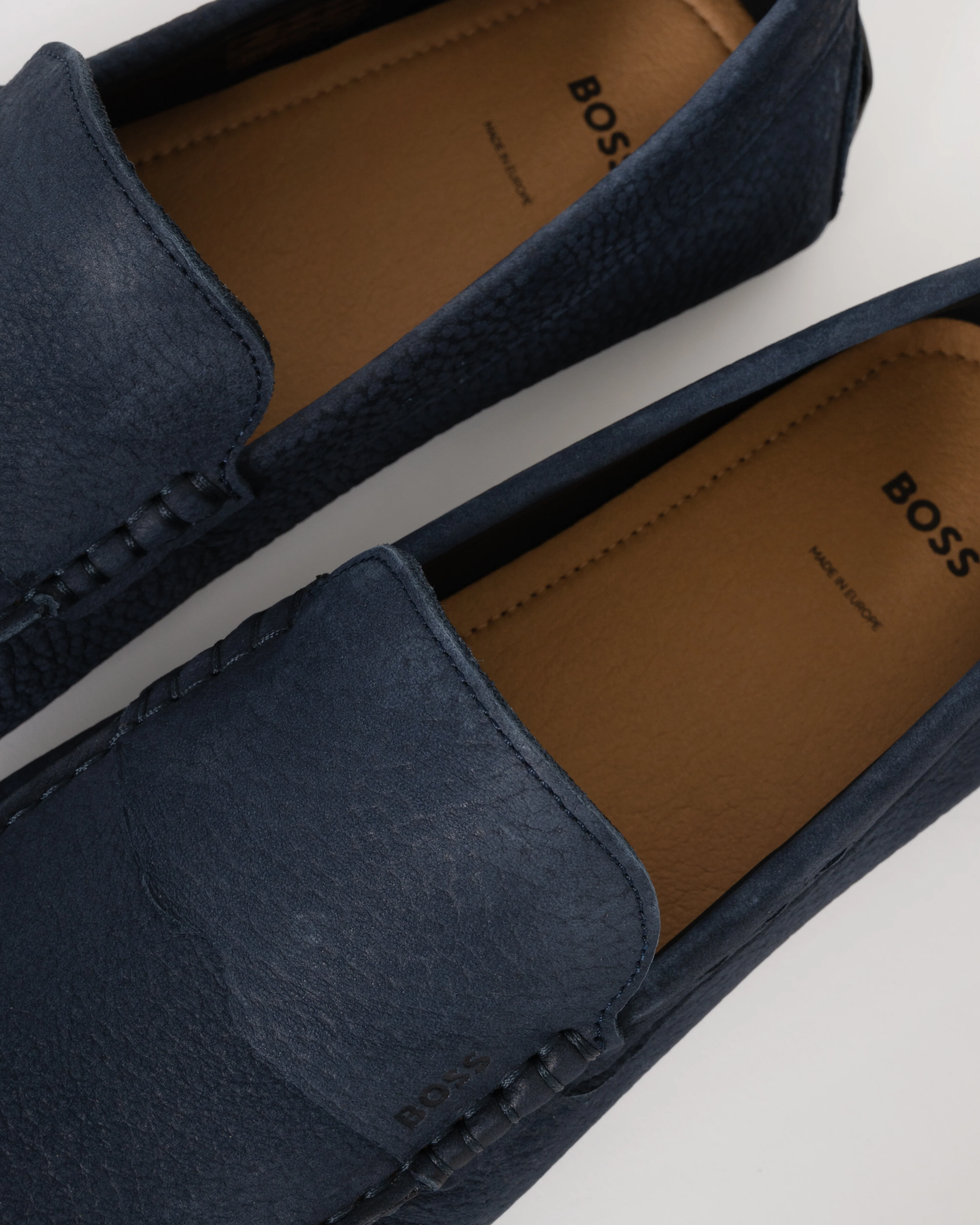 BOSS Orange Noel Mens Nubuck-Leather Loafers with Driver Sole - Dark Blue 402 - Image 6