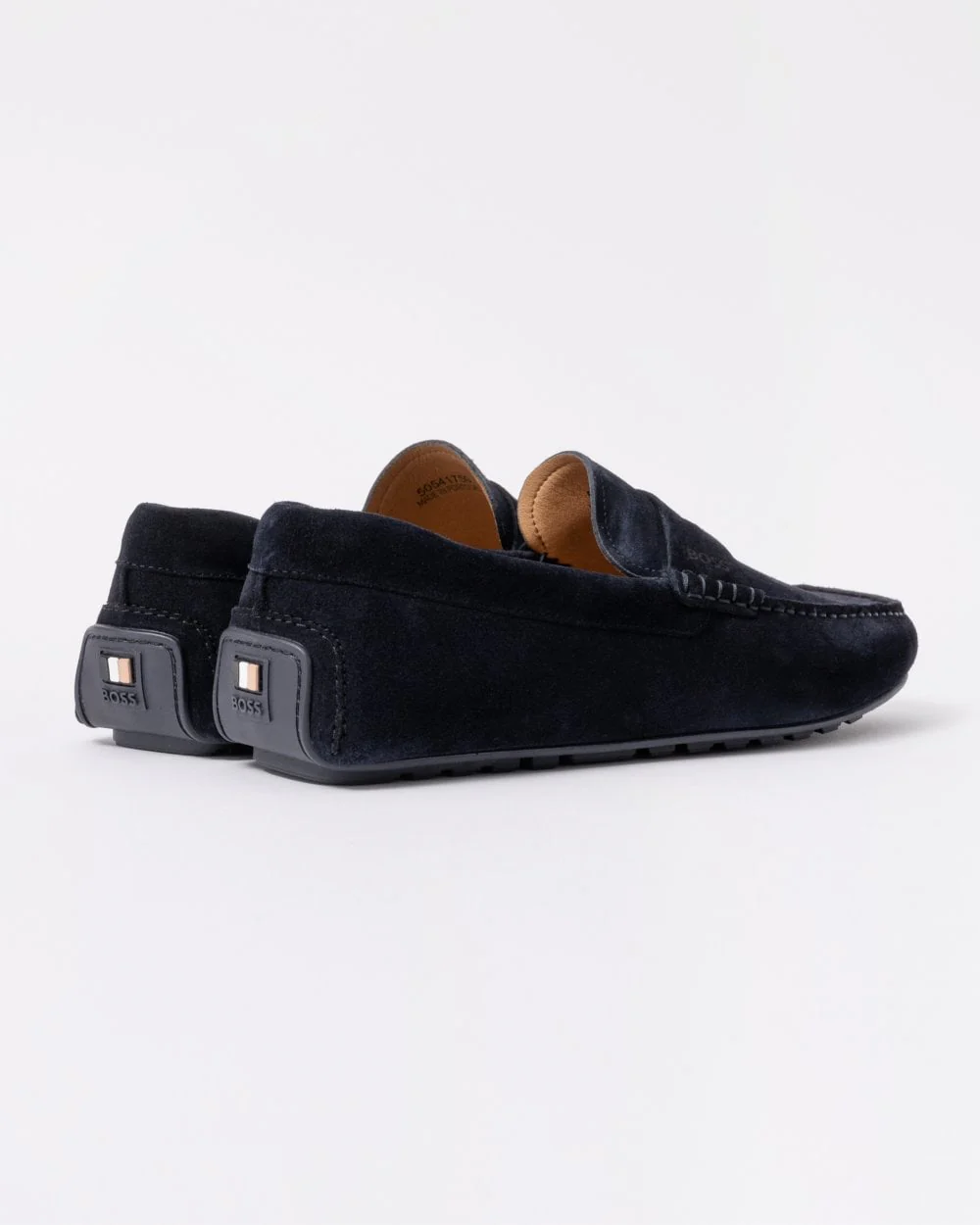 BOSS Orange Noel Mens Suede Moccasins with Penny Trim - Dark Blue 401 - Image 3