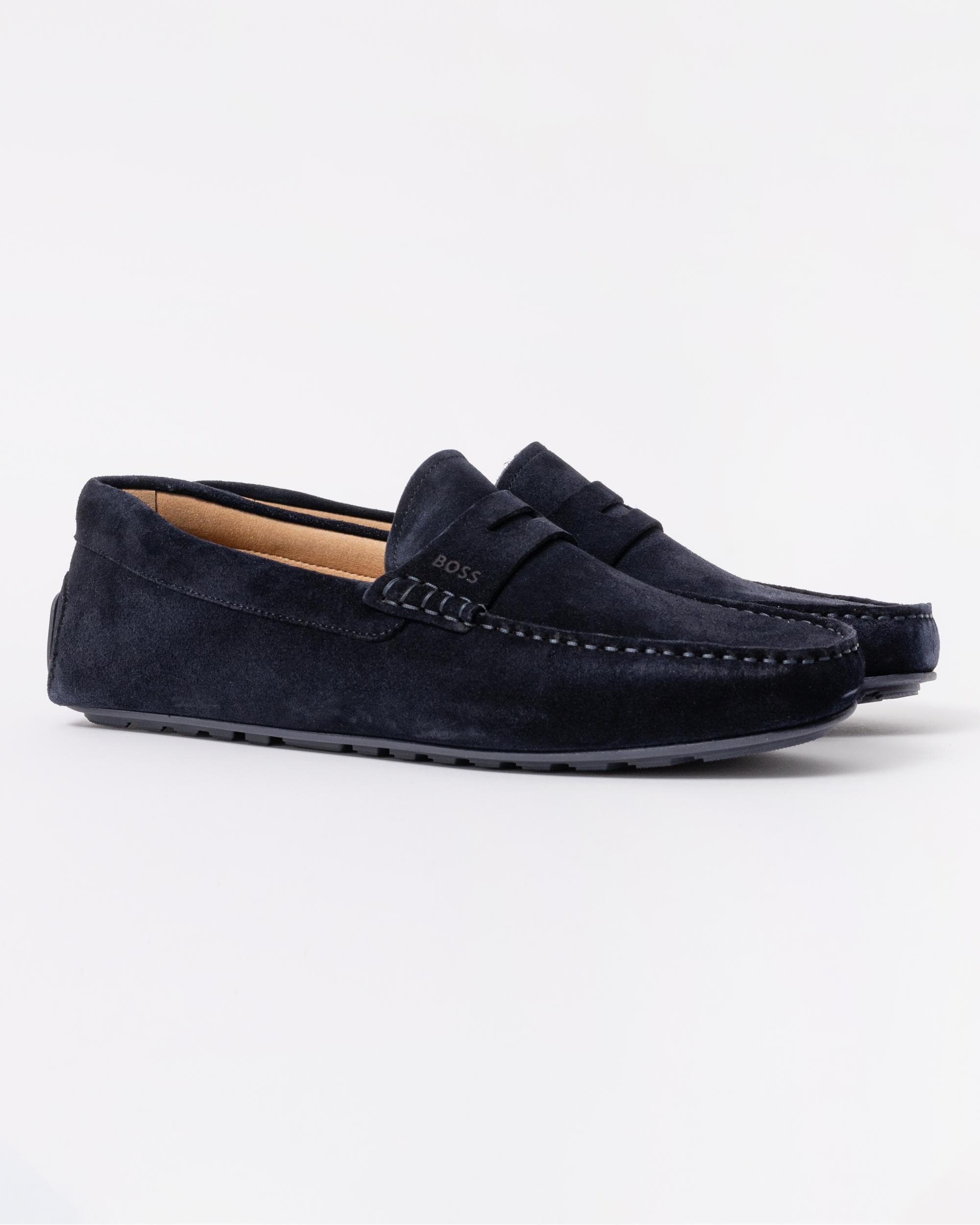 BOSS Orange Noel Mens Suede Moccasins with Penny Trim - Dark Blue 401 - Image 4