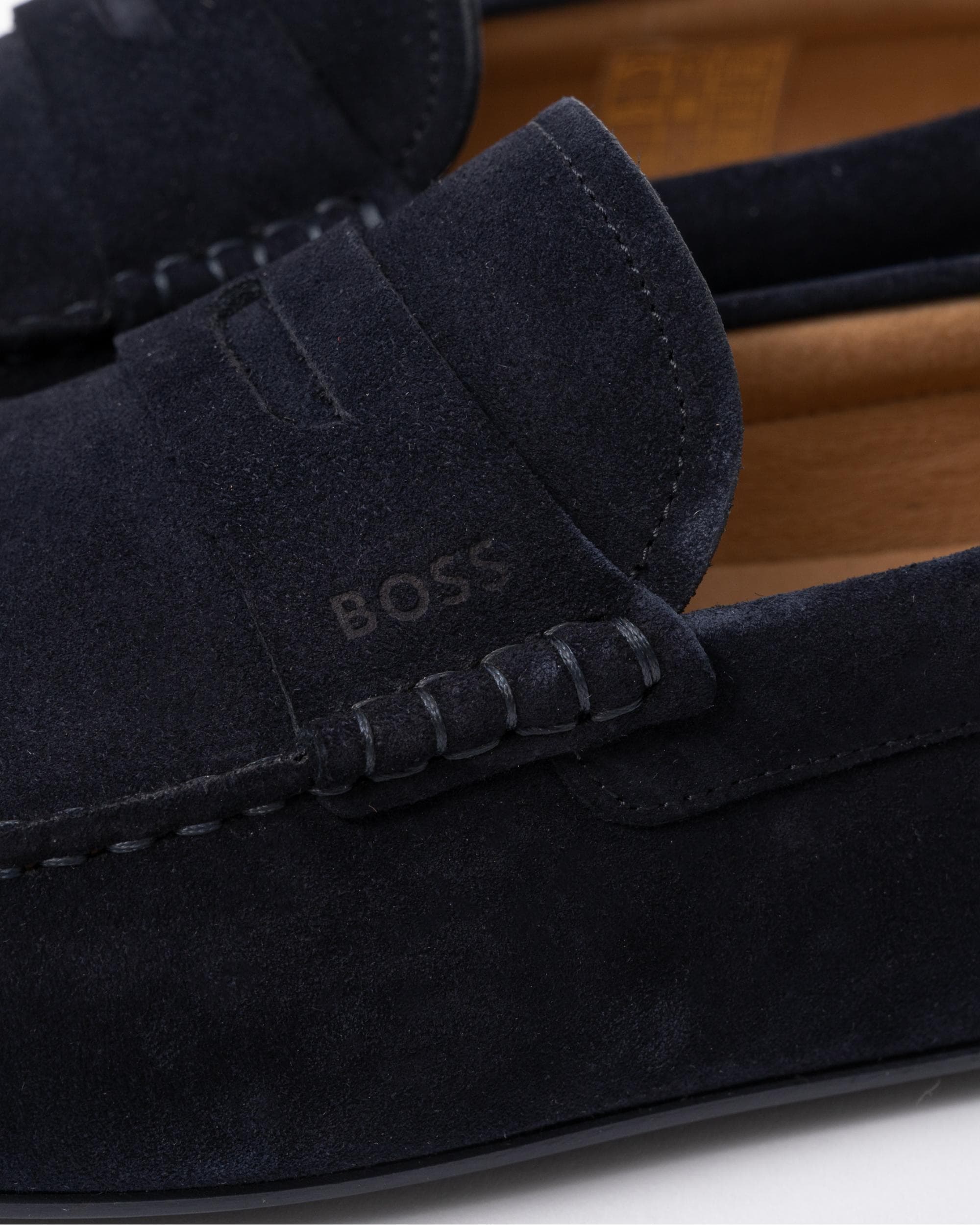 BOSS Orange Noel Mens Suede Moccasins with Penny Trim - Dark Blue 401 - Image 6