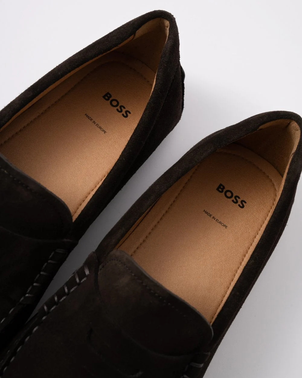 BOSS Orange Noel Mens Suede Moccasins with Penny Trim - Dark Brown 201 - Image 2