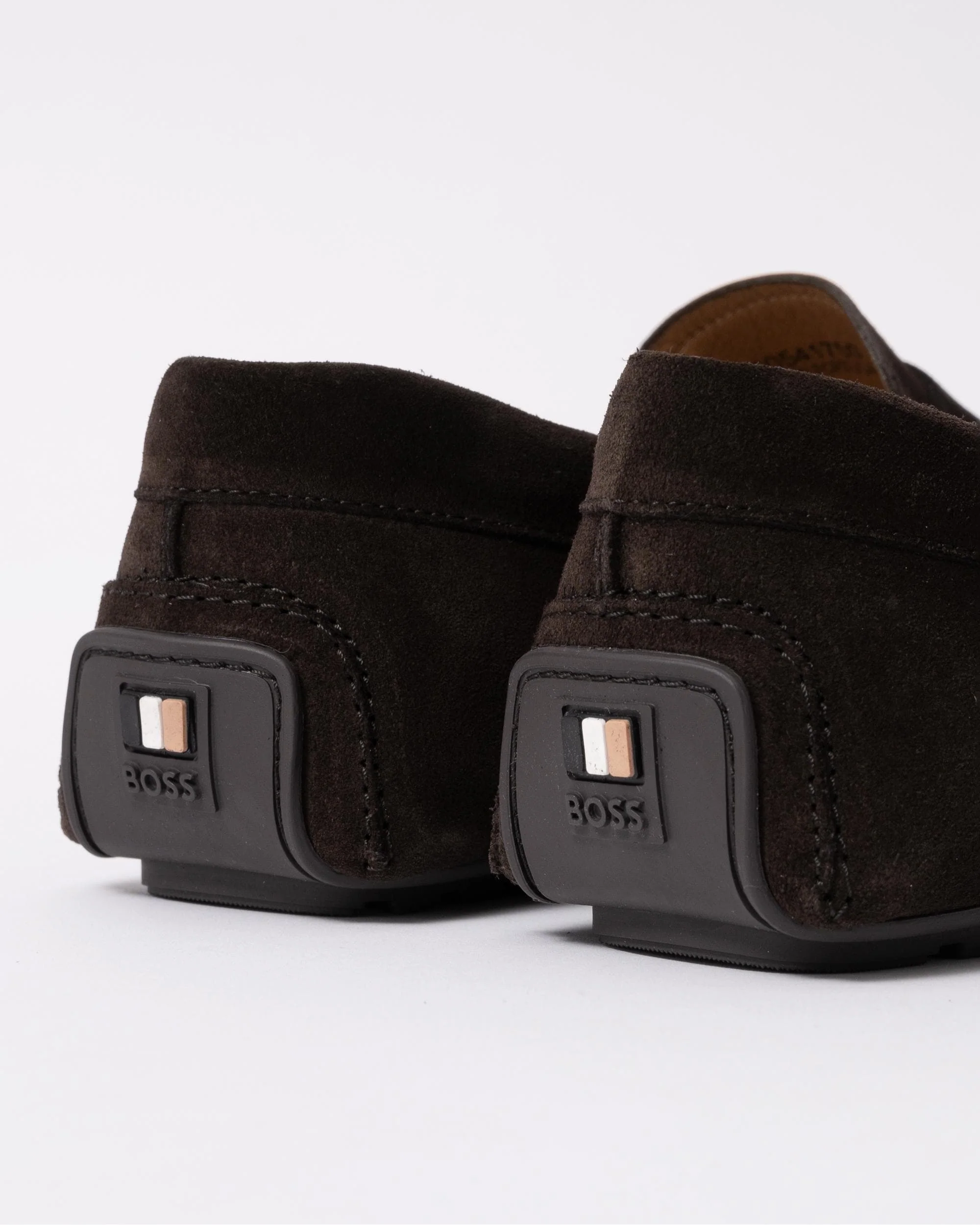 BOSS Orange Noel Mens Suede Moccasins with Penny Trim - Dark Brown 201 - Image 5