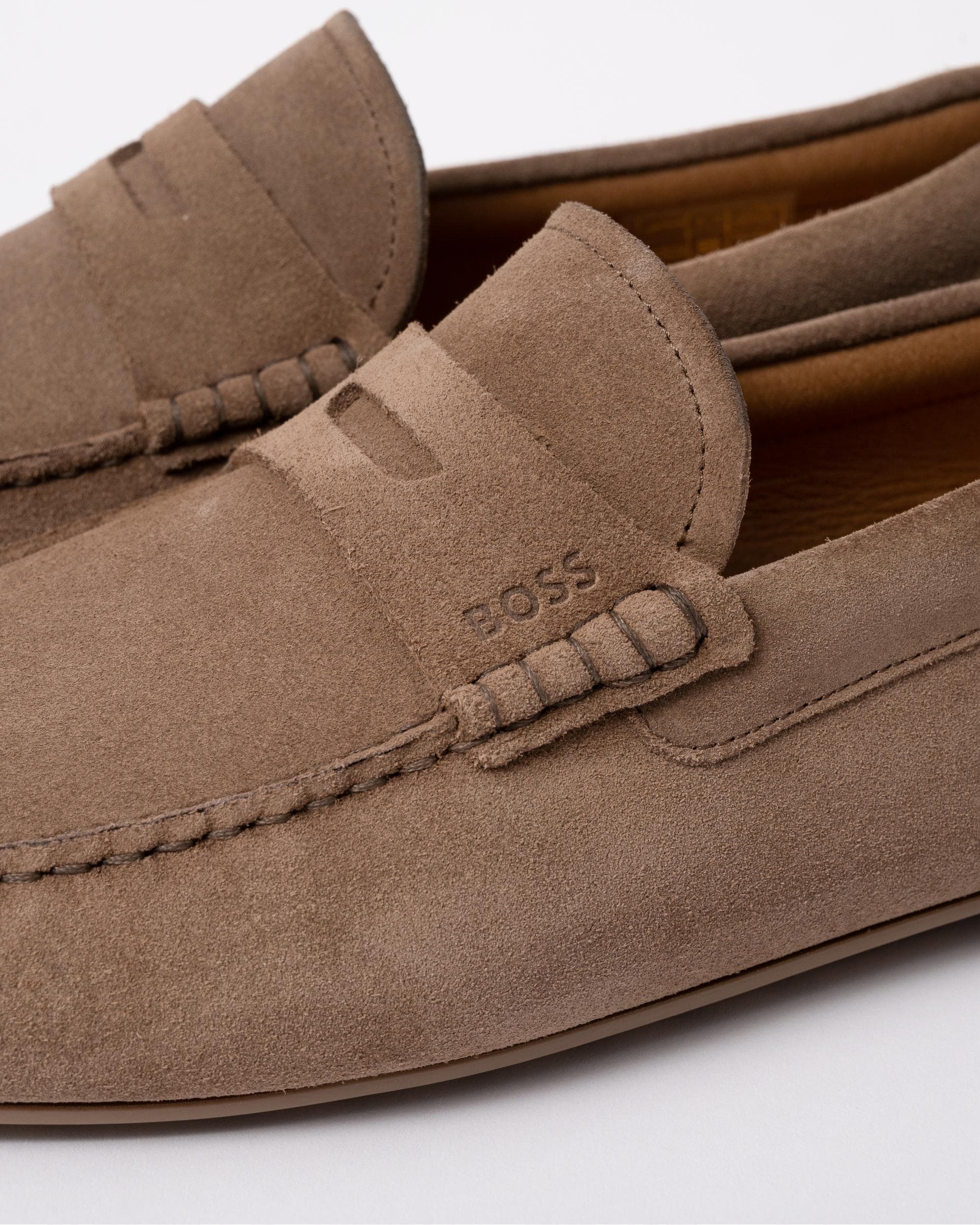 BOSS Orange Noel Mens Suede Moccasins with Penny Trim - Medium Beige 260 - Image 2