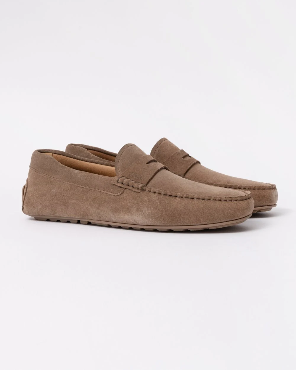BOSS Orange Noel Mens Suede Moccasins with Penny Trim - Medium Beige 260 - Image 4