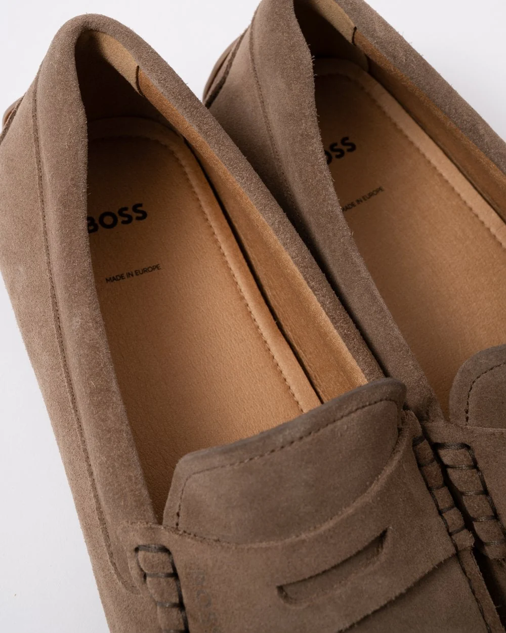 BOSS Orange Noel Mens Suede Moccasins with Penny Trim - Medium Beige 260 - Image 7