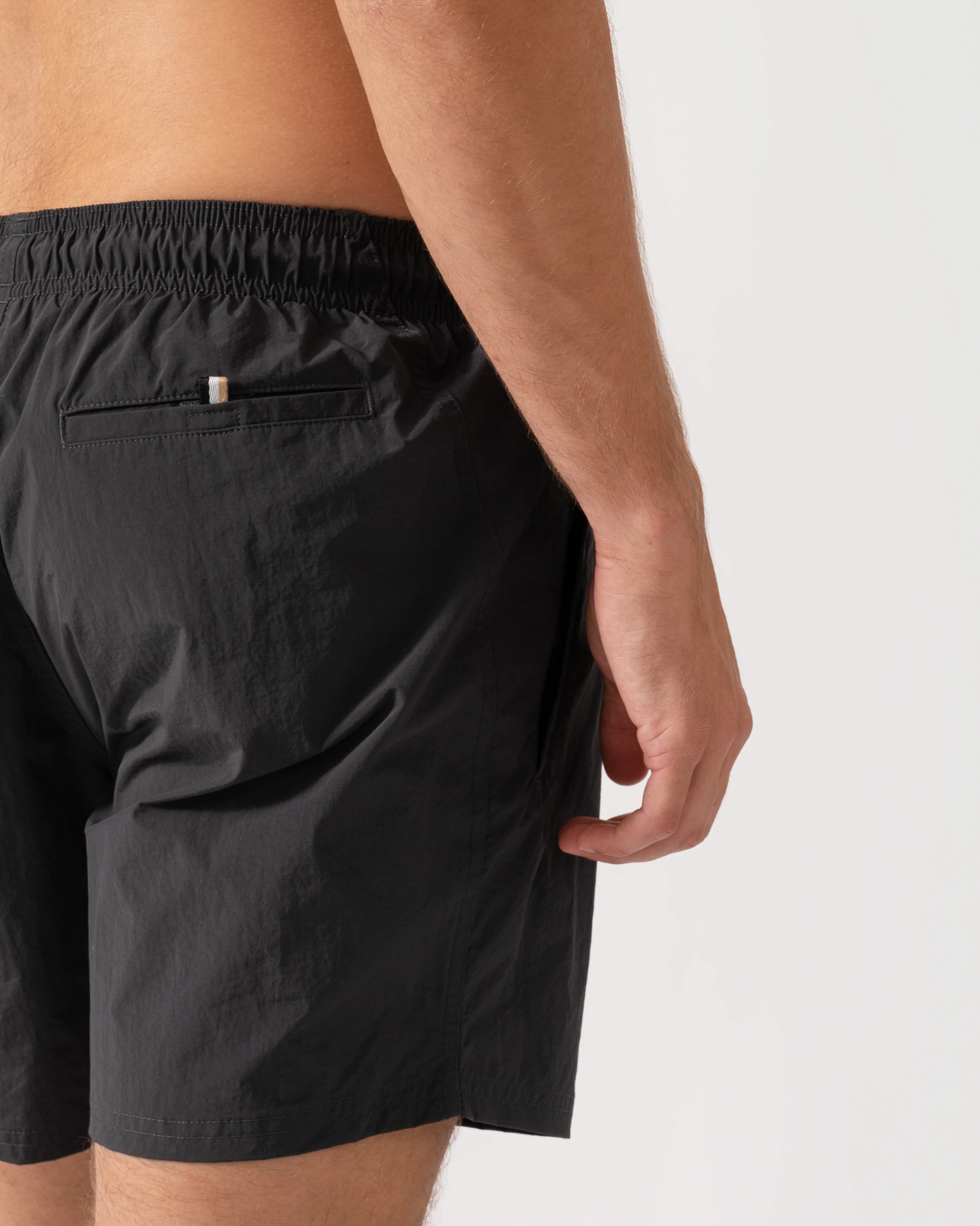 BOSS Orange Octopus Mens Quick-Dry Swim Shorts with Vertical Logo Print - Dark Grey 022 - Image 4