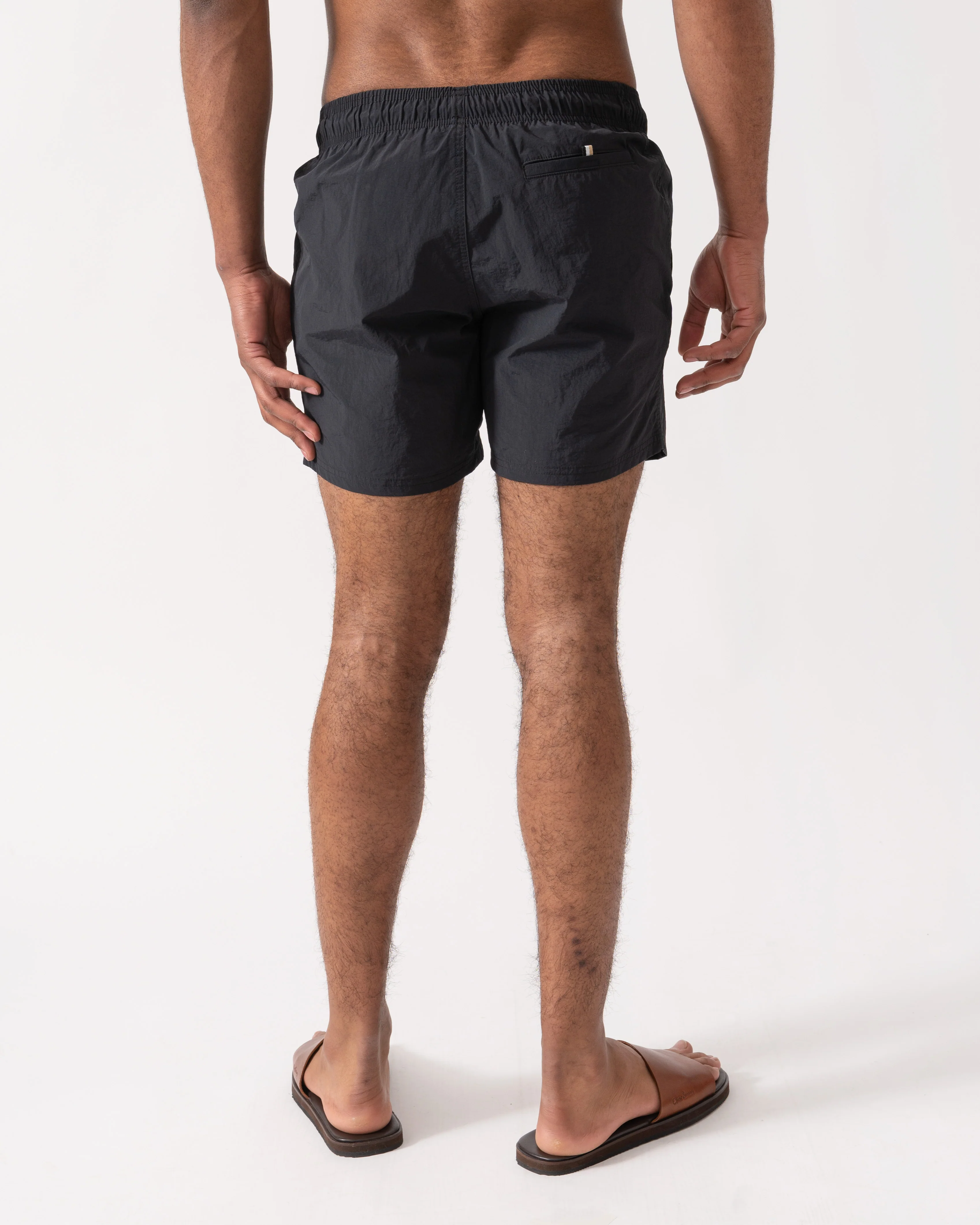 BOSS Orange Octopus Mens Quick-Dry Swim Shorts with Vertical Logo Print - Black 001 - Image 4