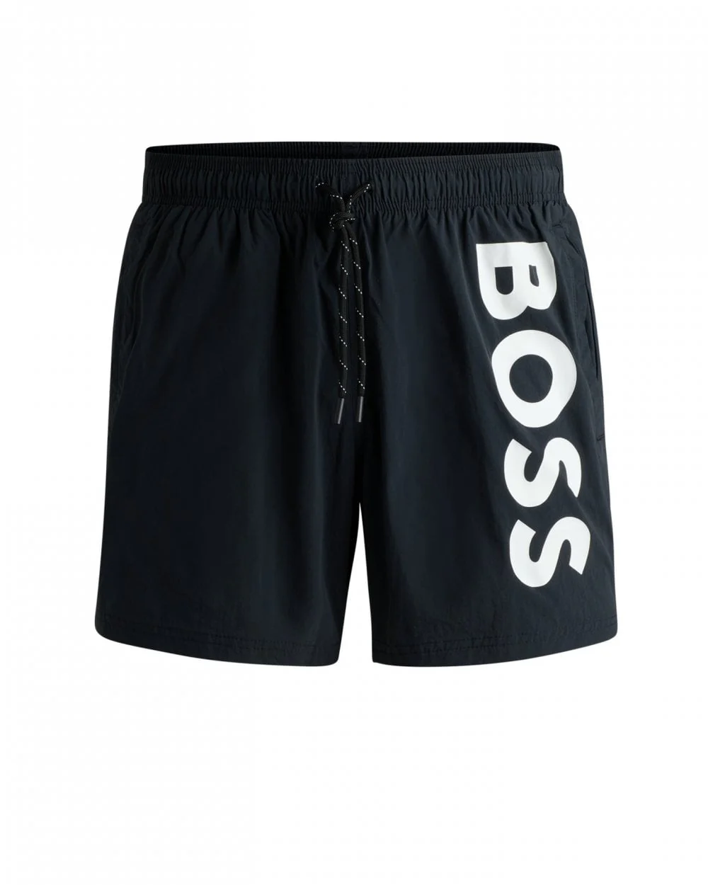 BOSS Orange Octopus Mens Quick-Dry Swim Shorts with Vertical Logo Print - Black 001 - Image 5