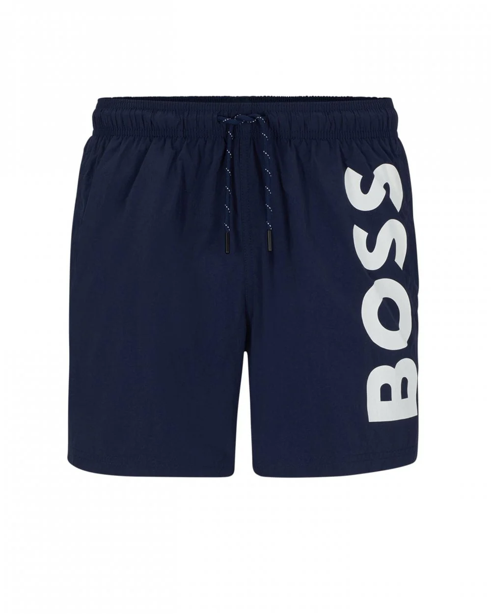 BOSS Orange Octopus Mens Quick-Dry Swim Shorts with Vertical Logo Print - Navy 413 - Image 5