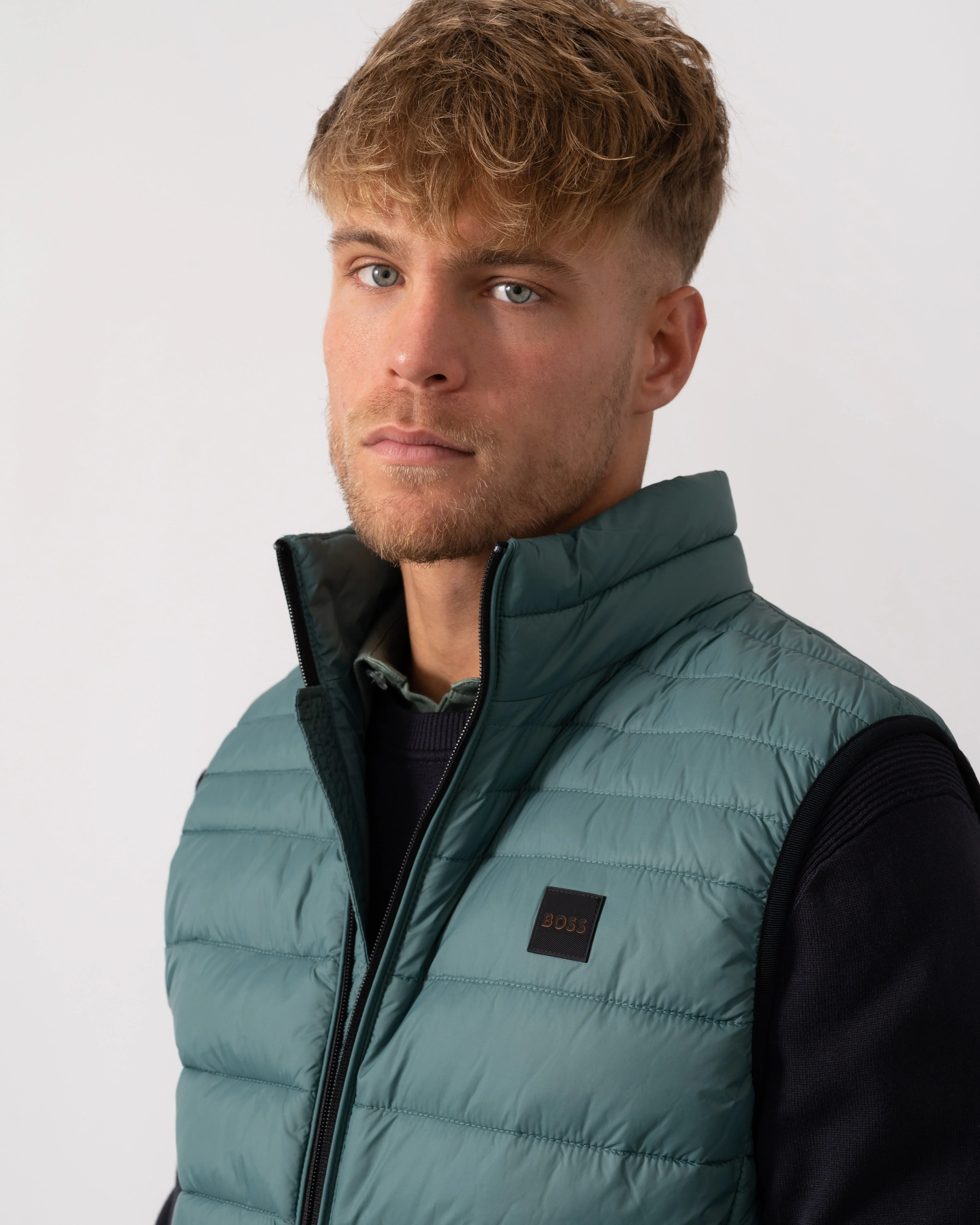 BOSS Orange Odeno 2 Mens Gilet - Open Green 369 - Image 2