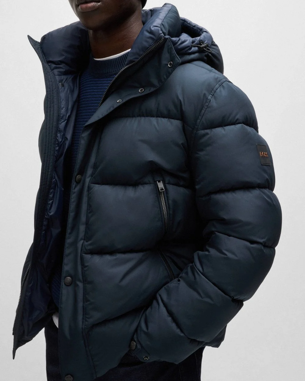 BOSS Orange Omaris Mens Hooded Puffer Jacket - Image 4