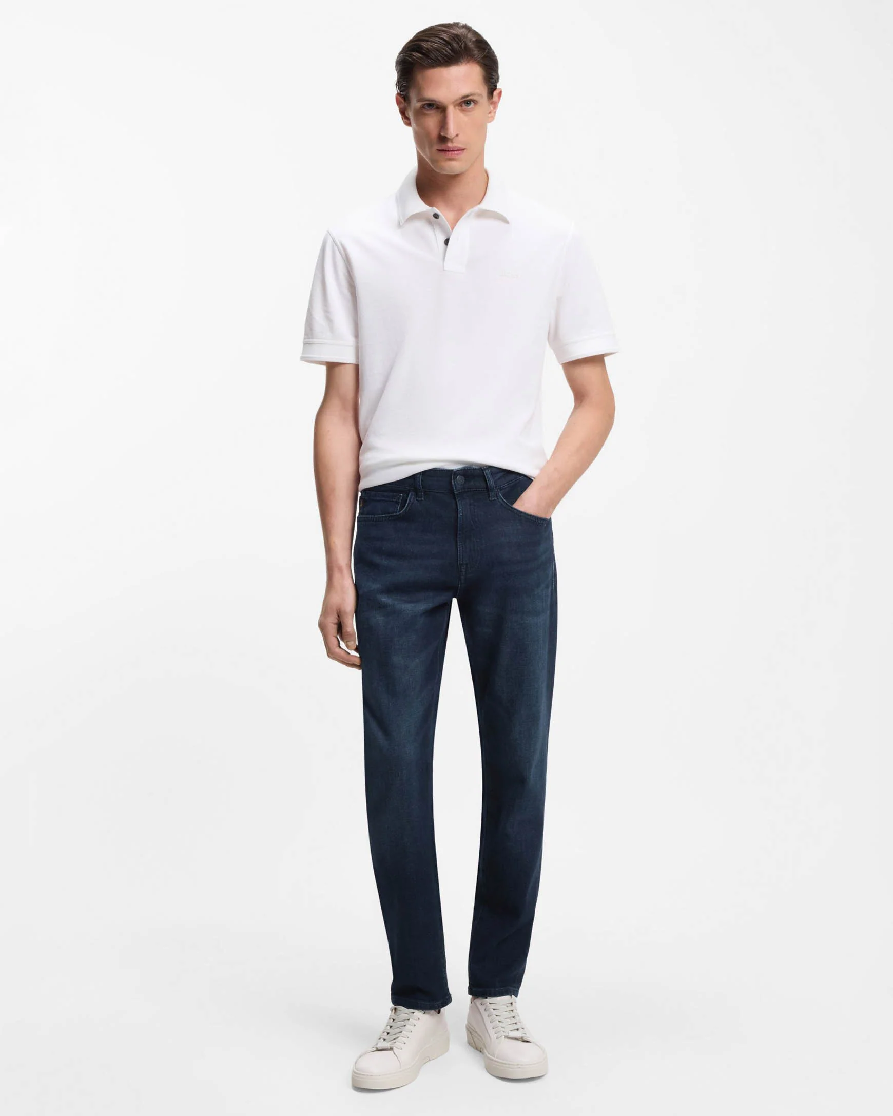 BOSS Orange ONYX BO Mens Tapered-Fit Jeans in Dark-Blue Comfort-Stretch Denim - Dark Blue 406 - Image 2