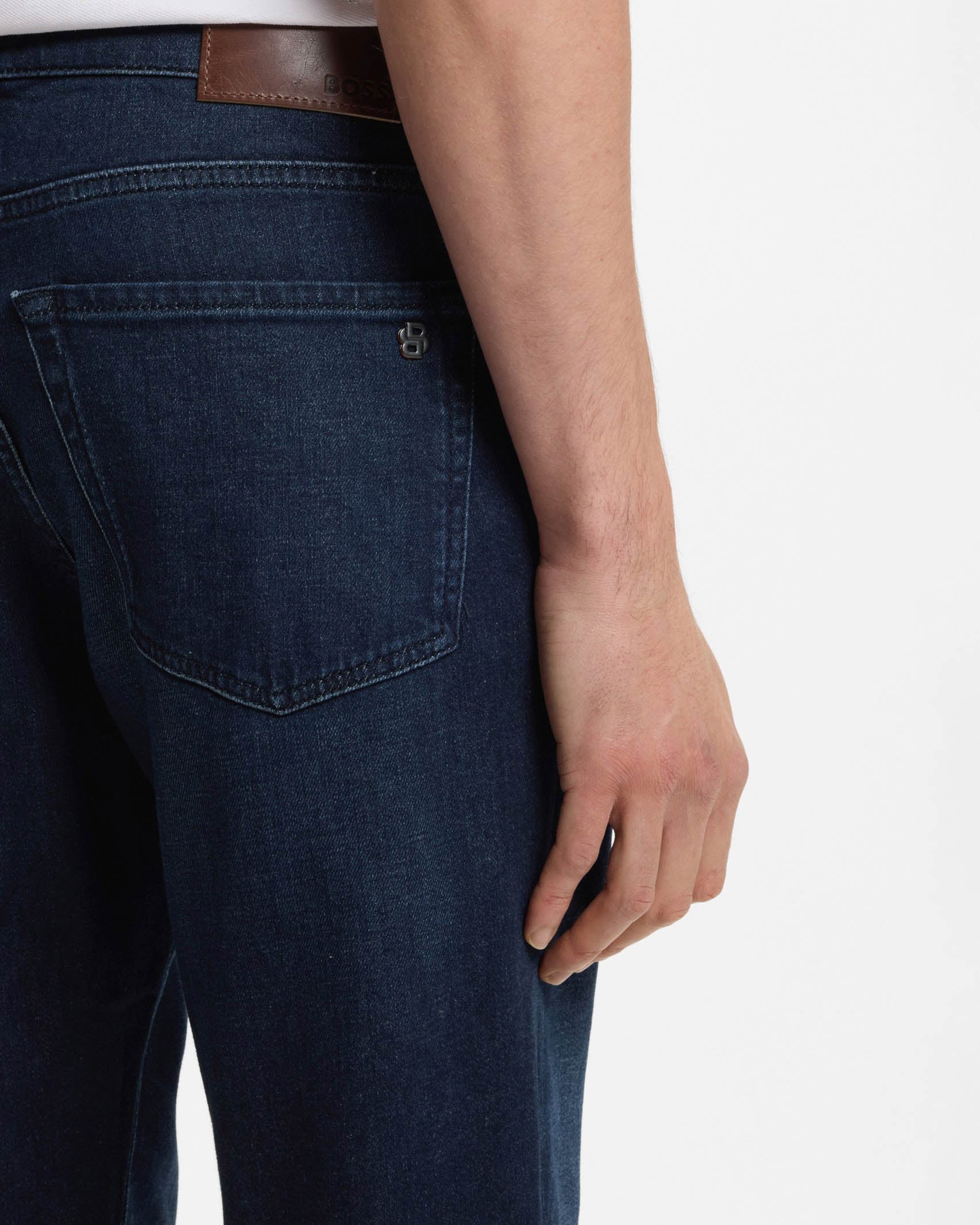 BOSS Orange ONYX BO Mens Tapered-Fit Jeans in Dark-Blue Comfort-Stretch Denim - Dark Blue 406 - Image 4