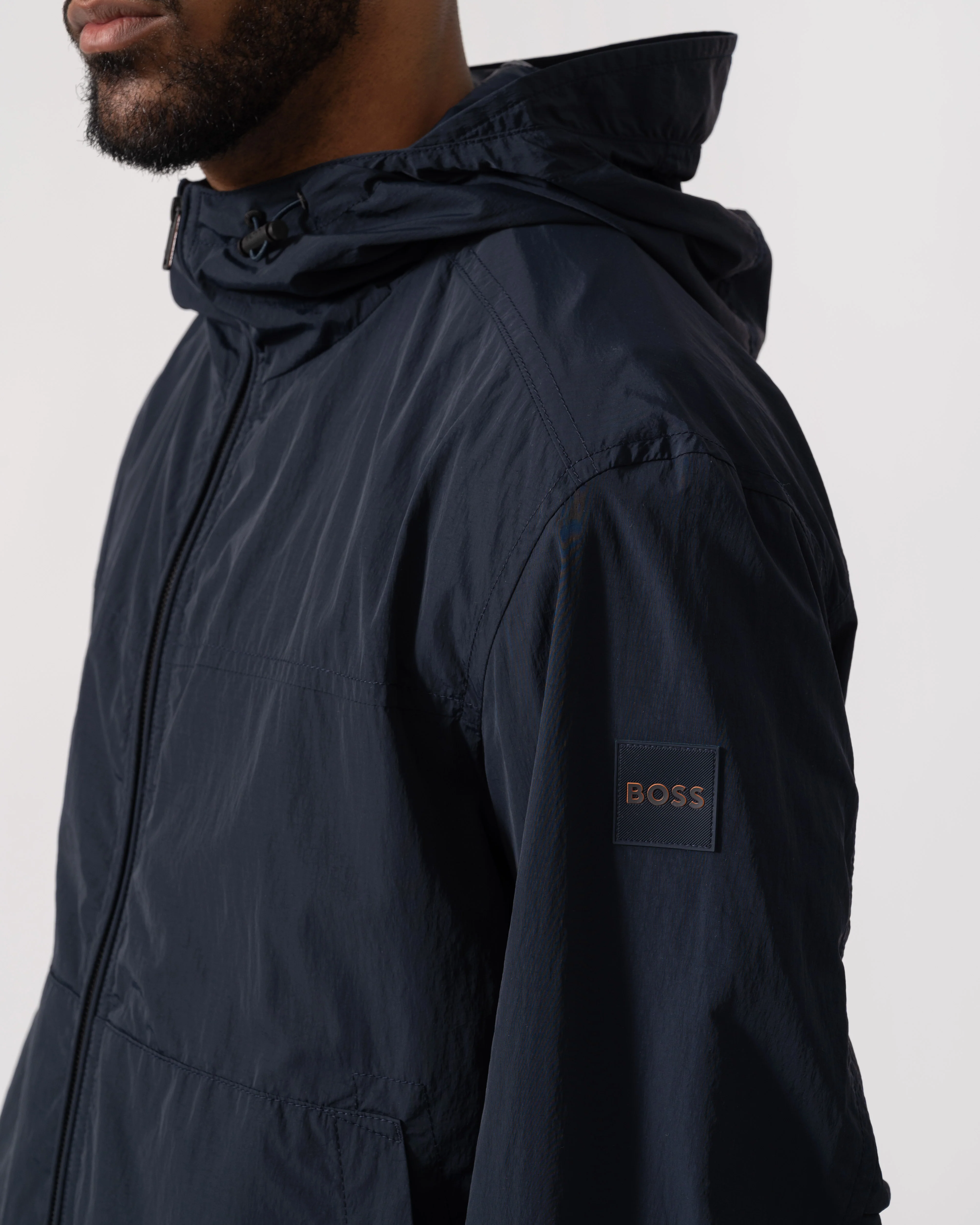 BOSS Orange Orip Mens Windbreaker in Water-Repellent Soft-Touch Fabric - Dark Blue 404 - Image 4