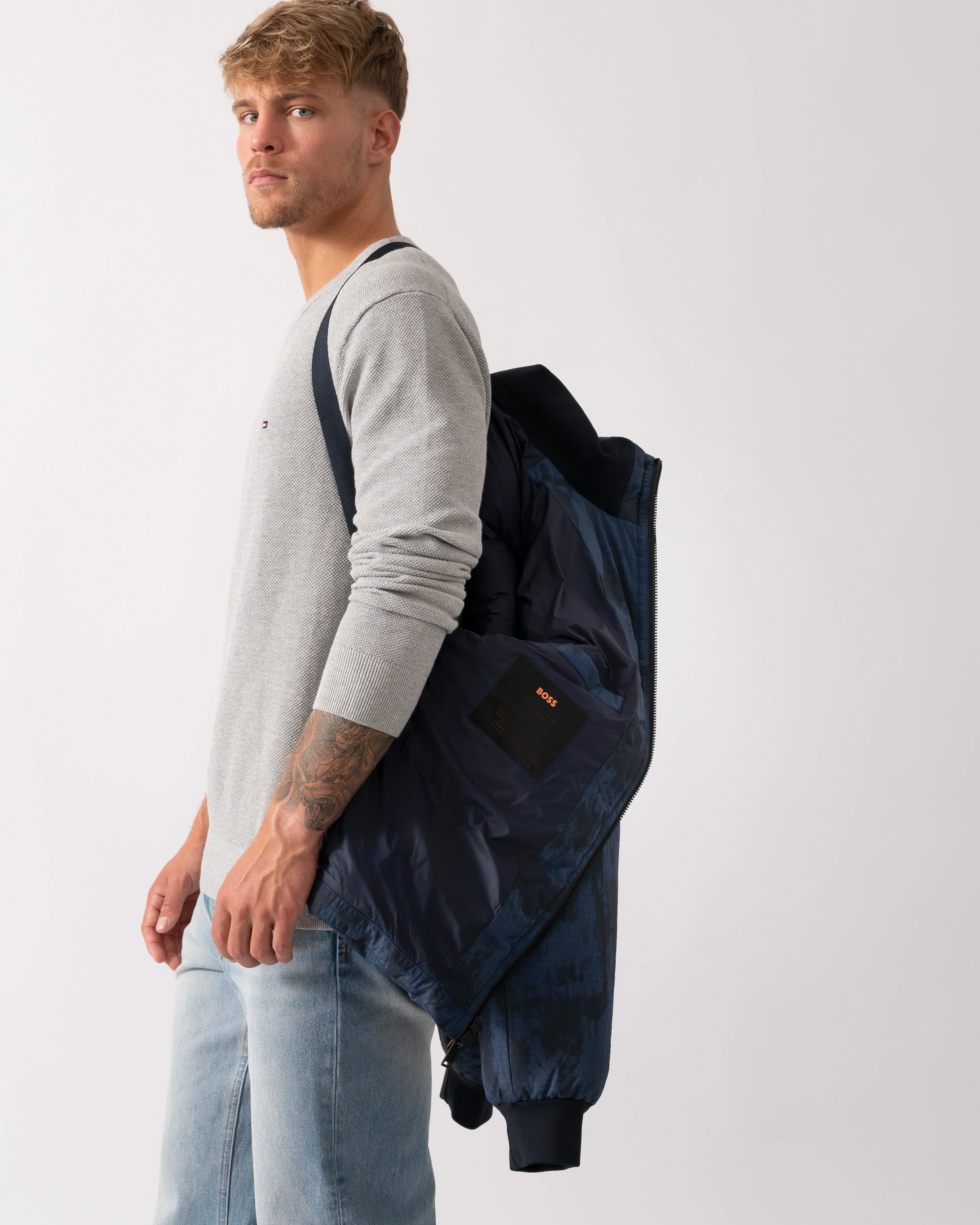 BOSS Orange Oshin Mens Jacket - Dark Blue 404 - Image 3
