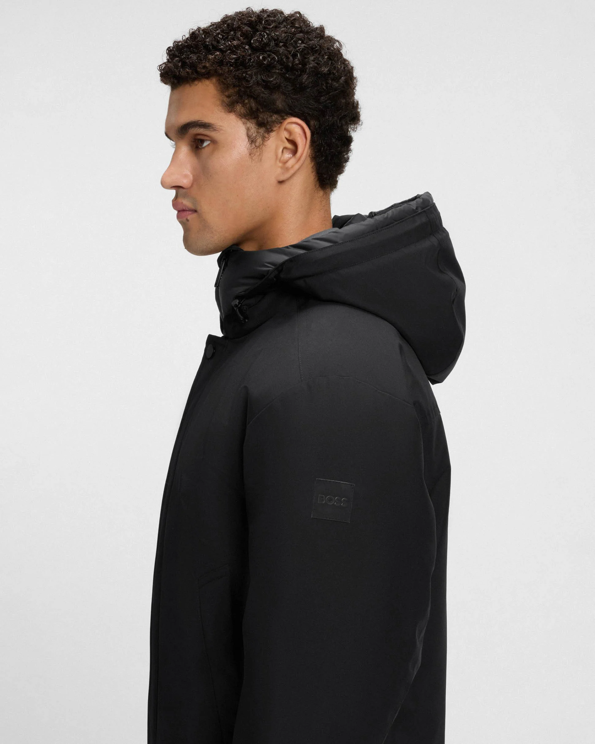 BOSS Orange Osis Mens Water Repellent Jacket with Contrasting Insert - Black 001 - Image 2