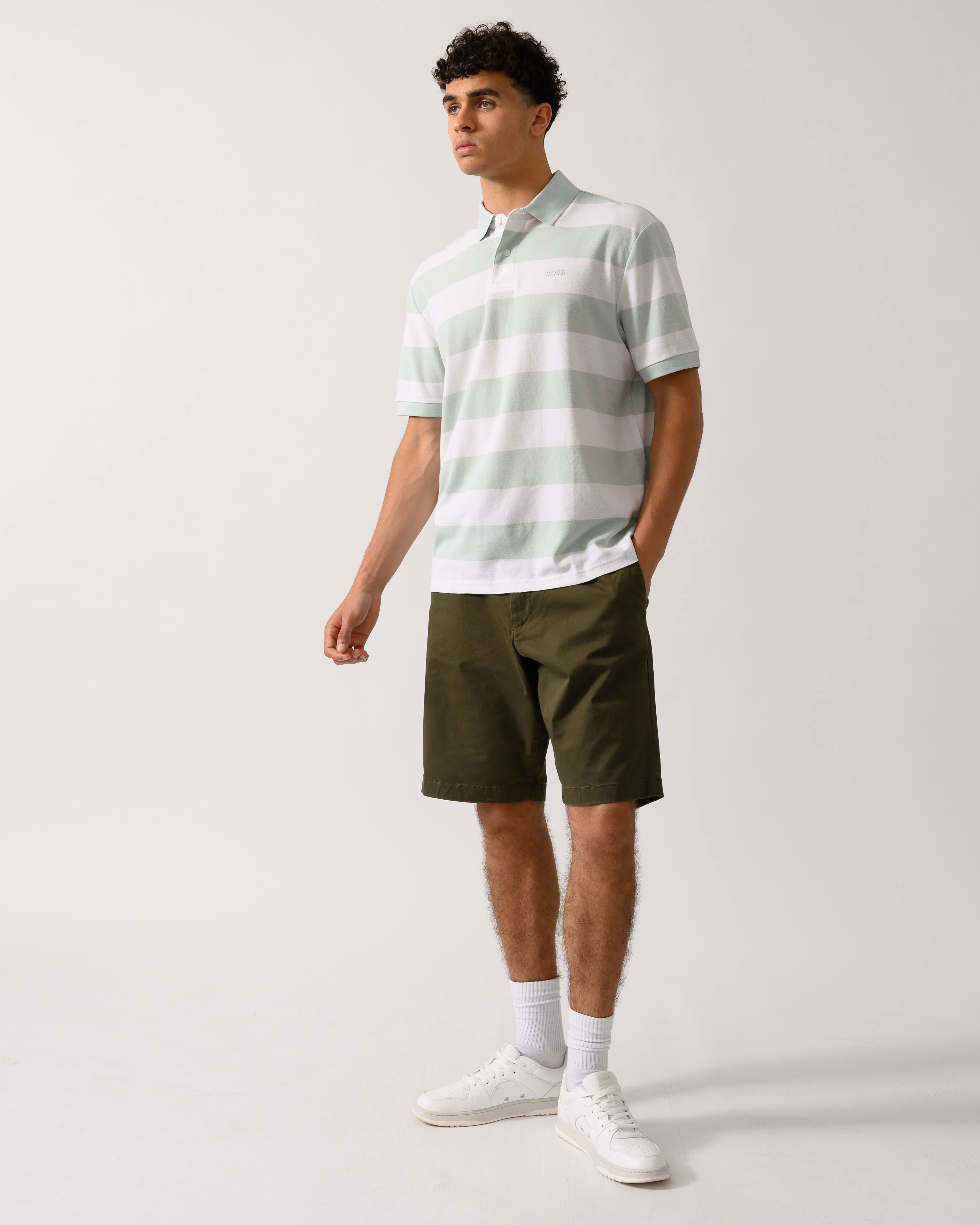BOSS Orange Pales Stripe Mens Relaxed-Fit Cotton Piqué Polo Shirt with Horizontal Stripes - White 100 - Image 2