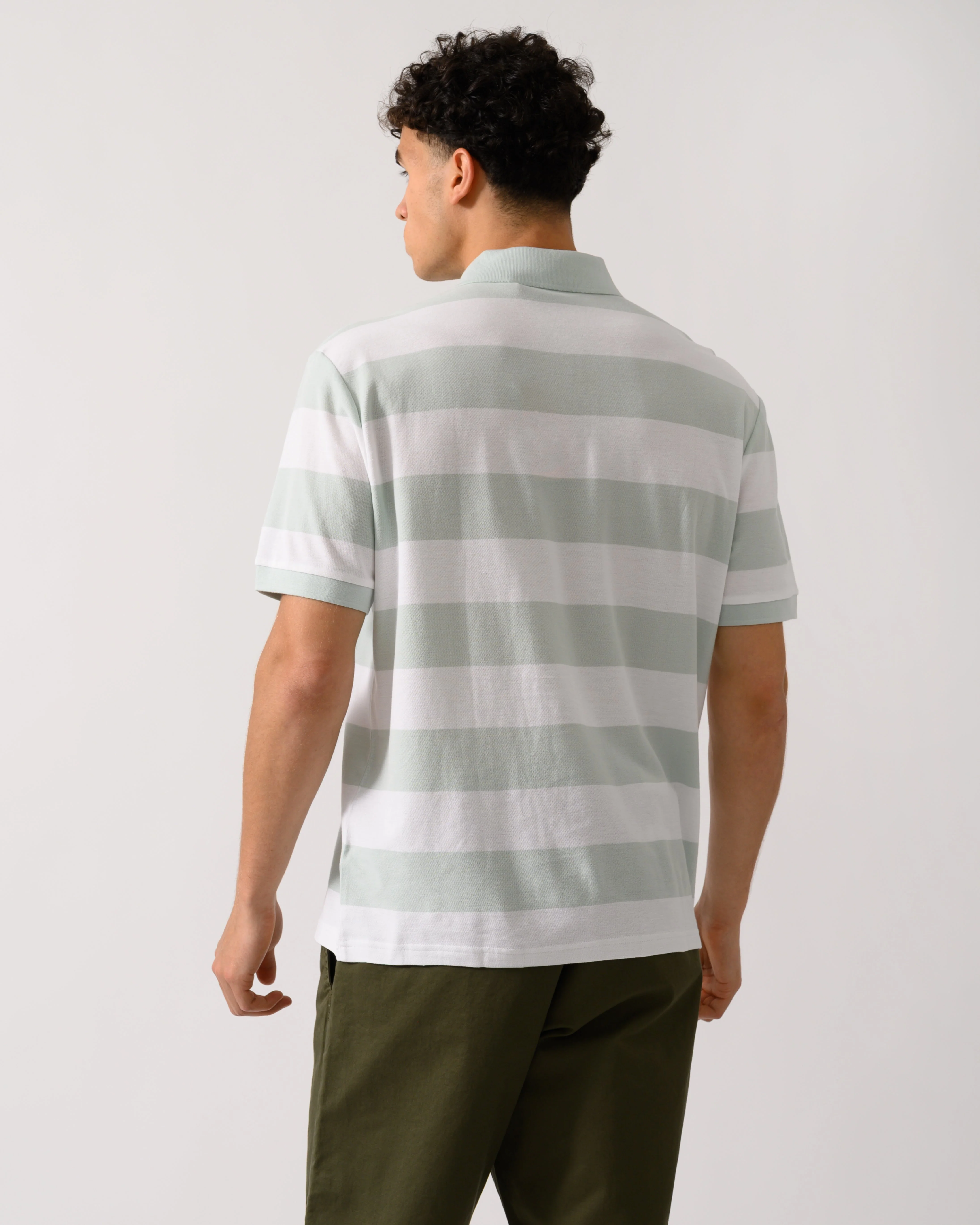 BOSS Orange Pales Stripe Mens Relaxed-Fit Cotton Piqué Polo Shirt with Horizontal Stripes - White 100 - Image 4