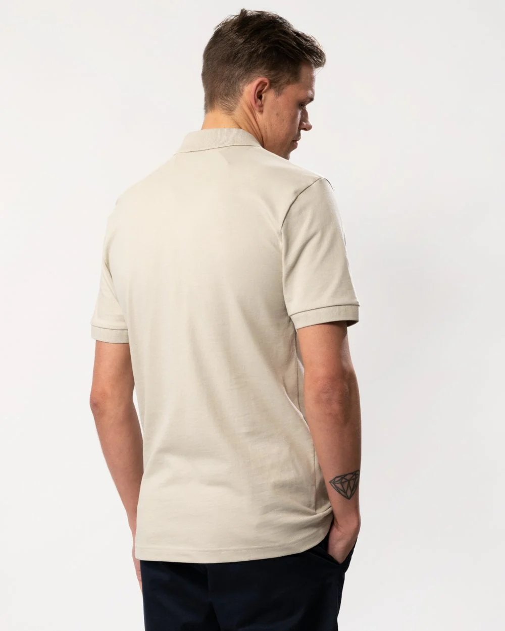 BOSS Orange Passenger Mens Stretch-Cotton Slim-Fit Polo Shirt with Logo Patch - Light Beige 271 - Image 4