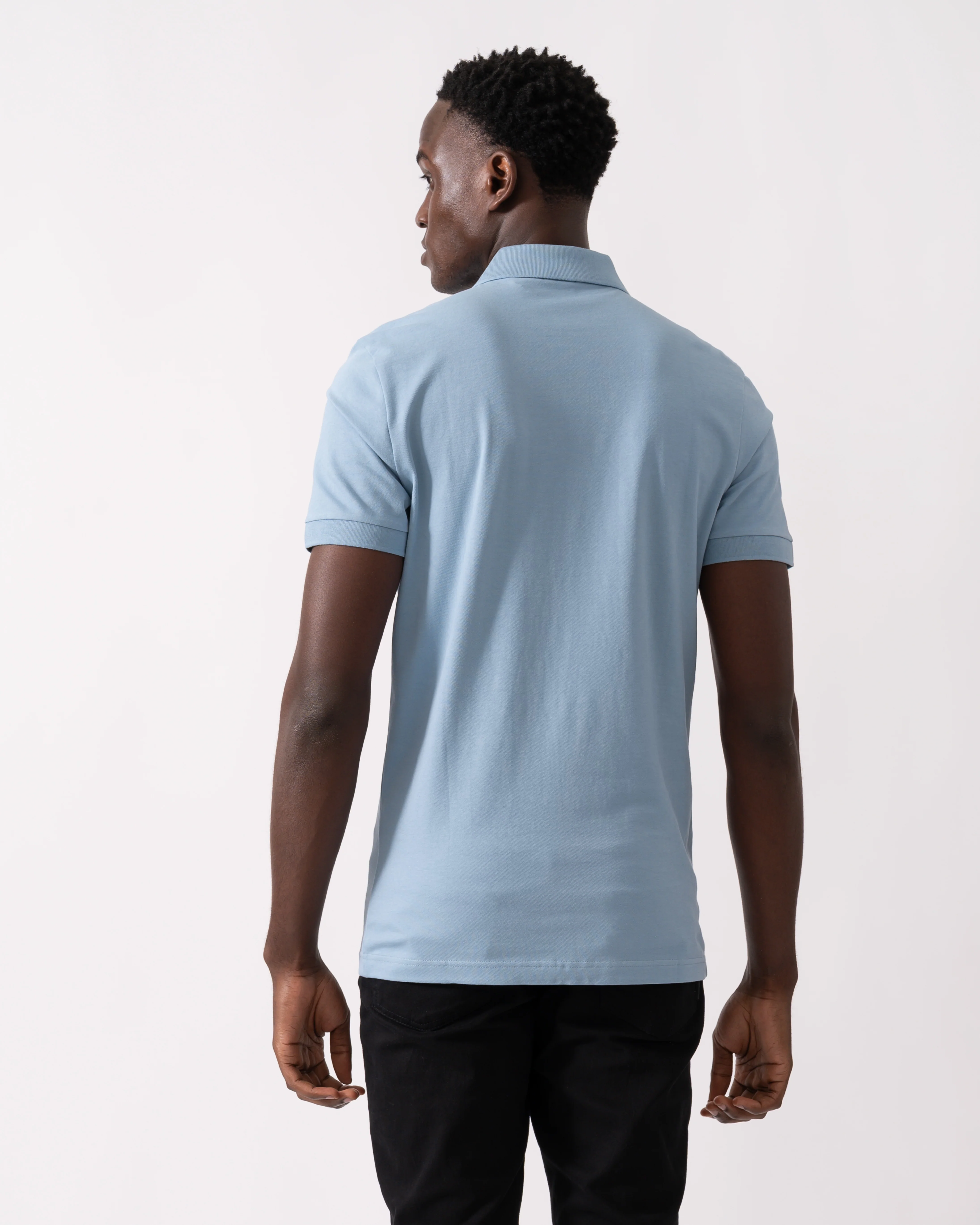BOSS Orange Passenger Mens Stretch-Cotton Slim-Fit Polo Shirt with Logo Patch - Light/Pastel Blue 451 - Image 4