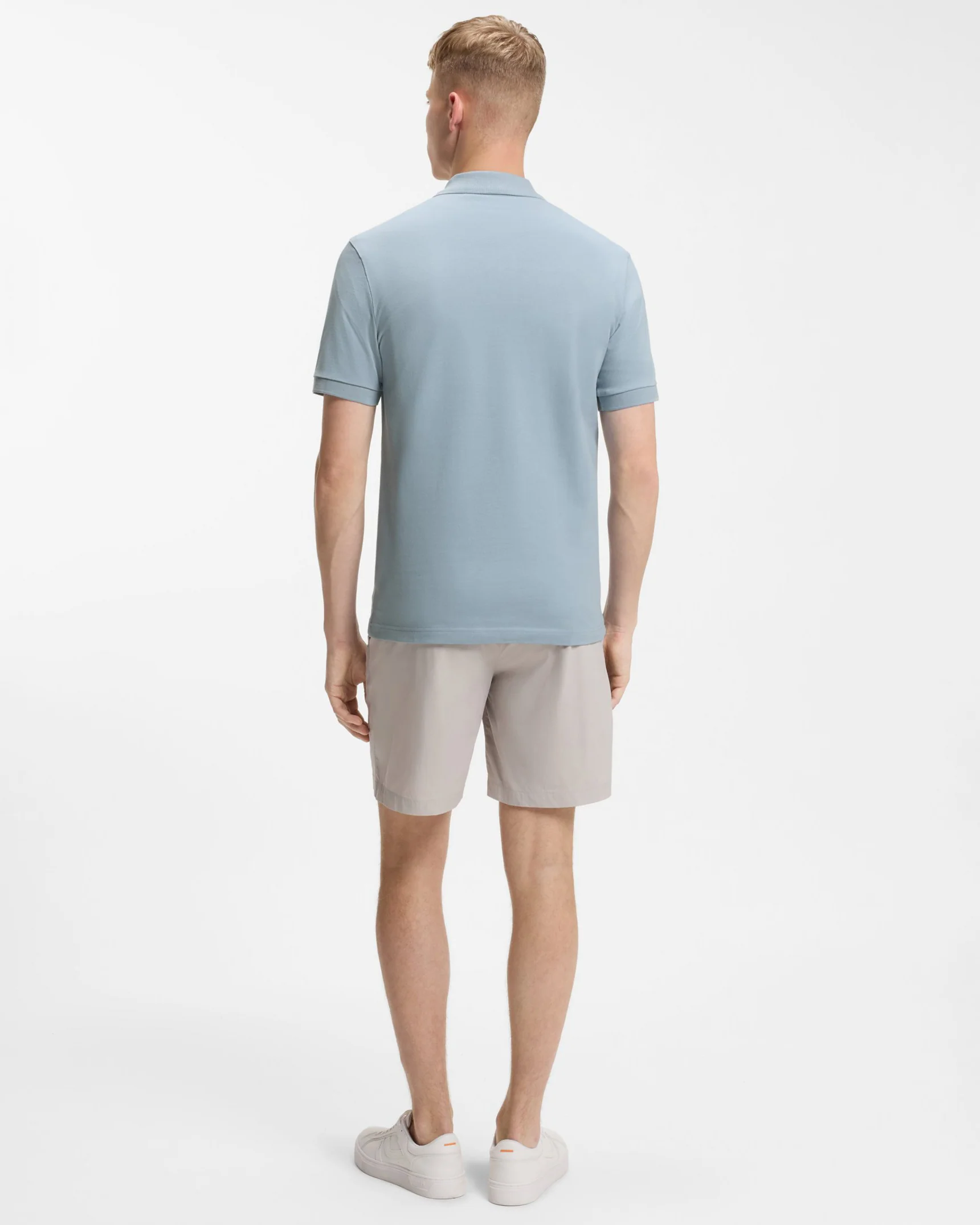 BOSS Orange Passenger Mens Stretch-Cotton Slim-Fit Polo Shirt with Logo Patch - Light/Pastel Blue 458 - Image 4