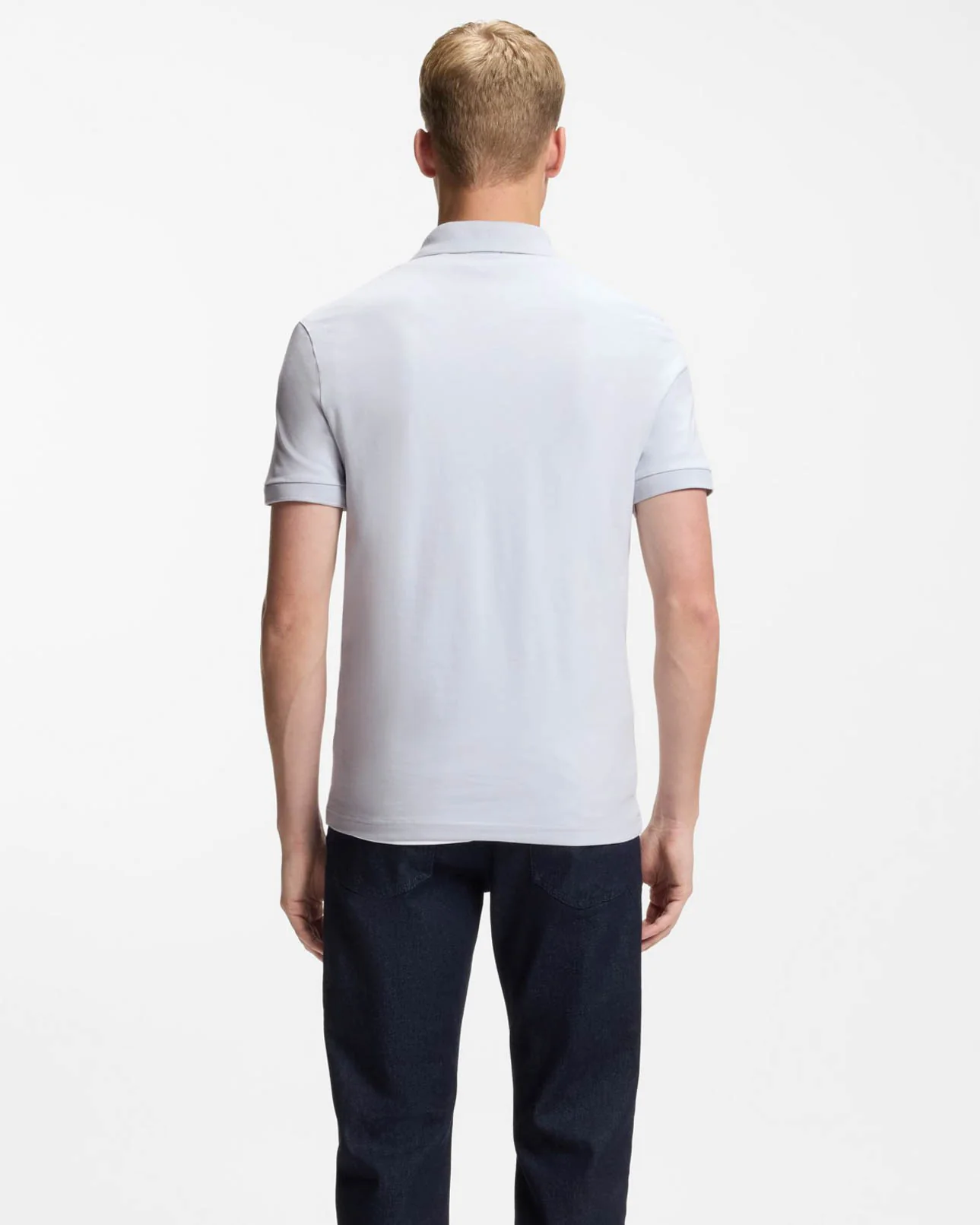 BOSS Orange Passenger Mens Stretch-Cotton Slim-Fit Polo Shirt with Logo Patch - Light/Pastel Grey 053 - Image 2