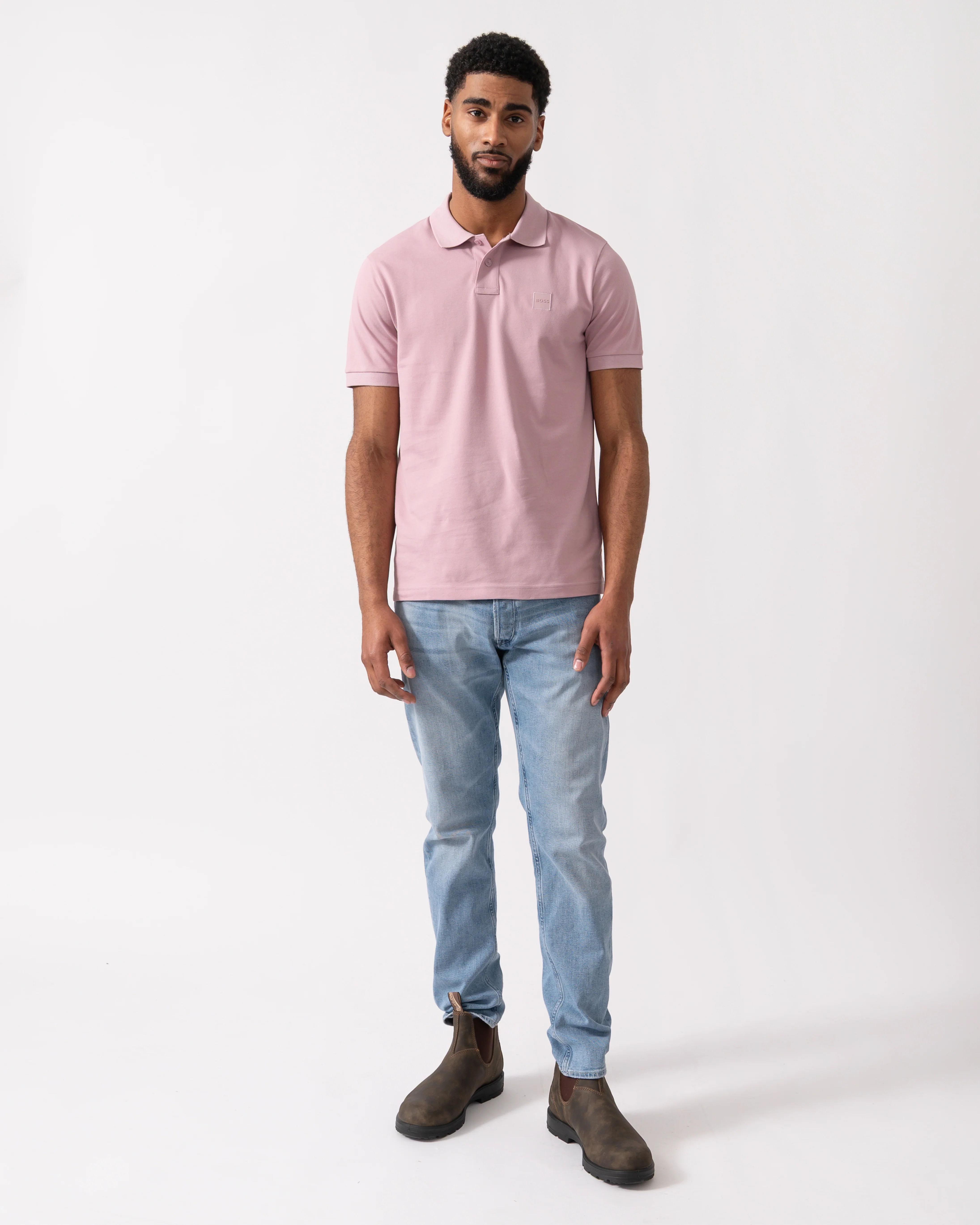 BOSS Orange Passenger Mens Stretch-Cotton Slim-Fit Polo Shirt with Logo Patch - Light/Pastel Purple 539 - Image 2