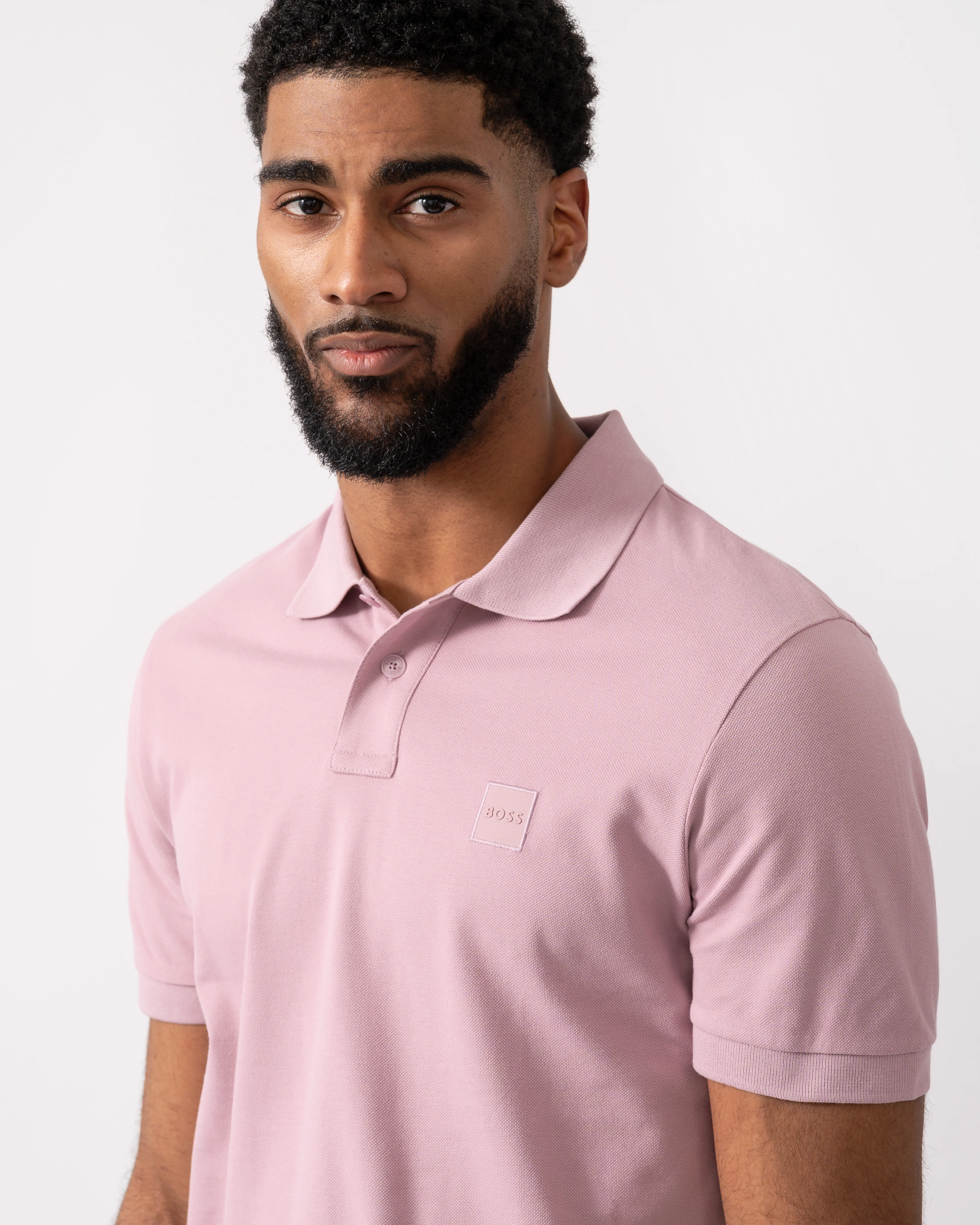 BOSS Orange Passenger Mens Stretch-Cotton Slim-Fit Polo Shirt with Logo Patch - Light/Pastel Purple 539 - Image 3