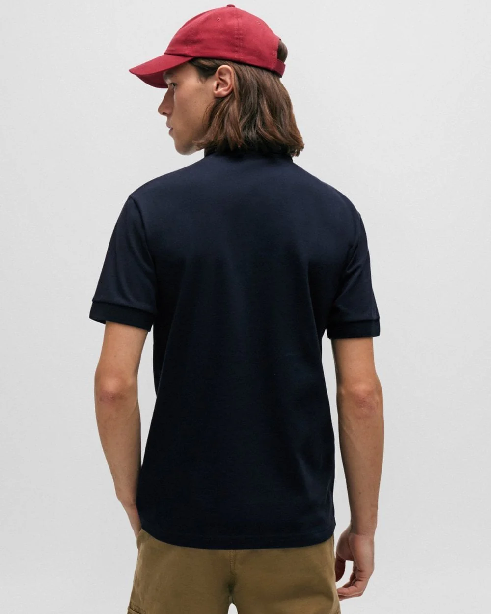 BOSS Orange Passenger Mens Stretch-Cotton Slim-Fit Polo Shirt with Logo Patch NOS - Dark Blue 404 - Image 2