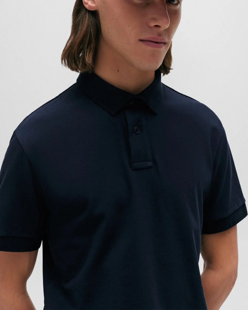BOSS Orange Passenger Mens Stretch-Cotton Slim-Fit Polo Shirt with Logo Patch NOS - Dark Blue 404 - Image 3