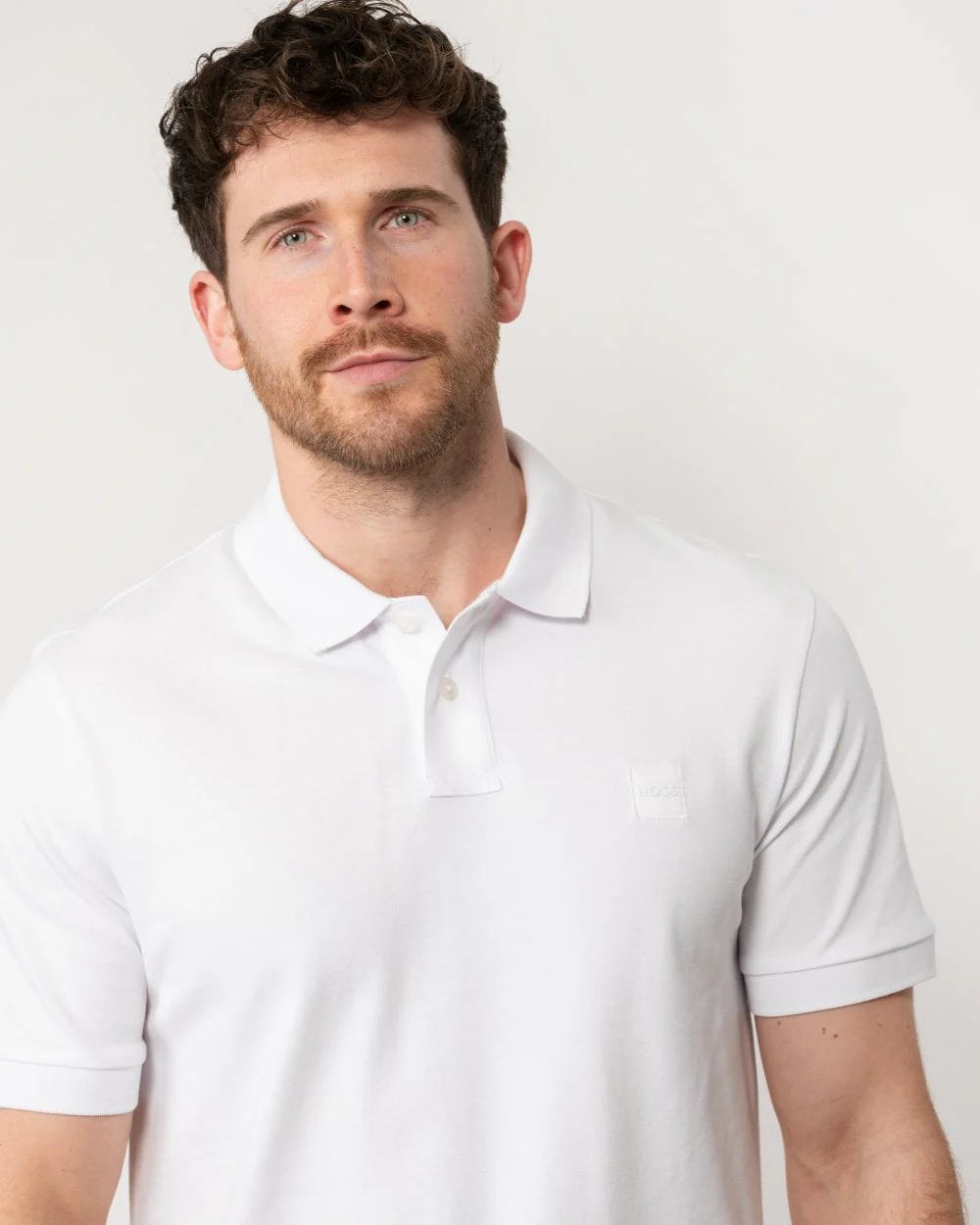 BOSS Orange Passenger Mens Stretch-Cotton Slim-Fit Polo Shirt with Logo Patch NOS - White 100 - Image 2