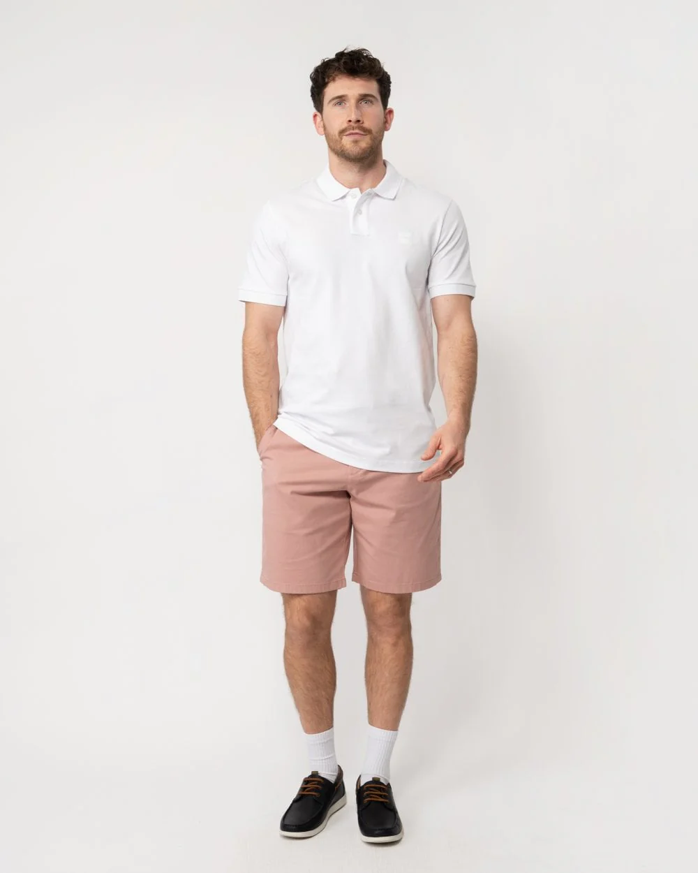 BOSS Orange Passenger Mens Stretch-Cotton Slim-Fit Polo Shirt with Logo Patch NOS - White 100 - Image 3