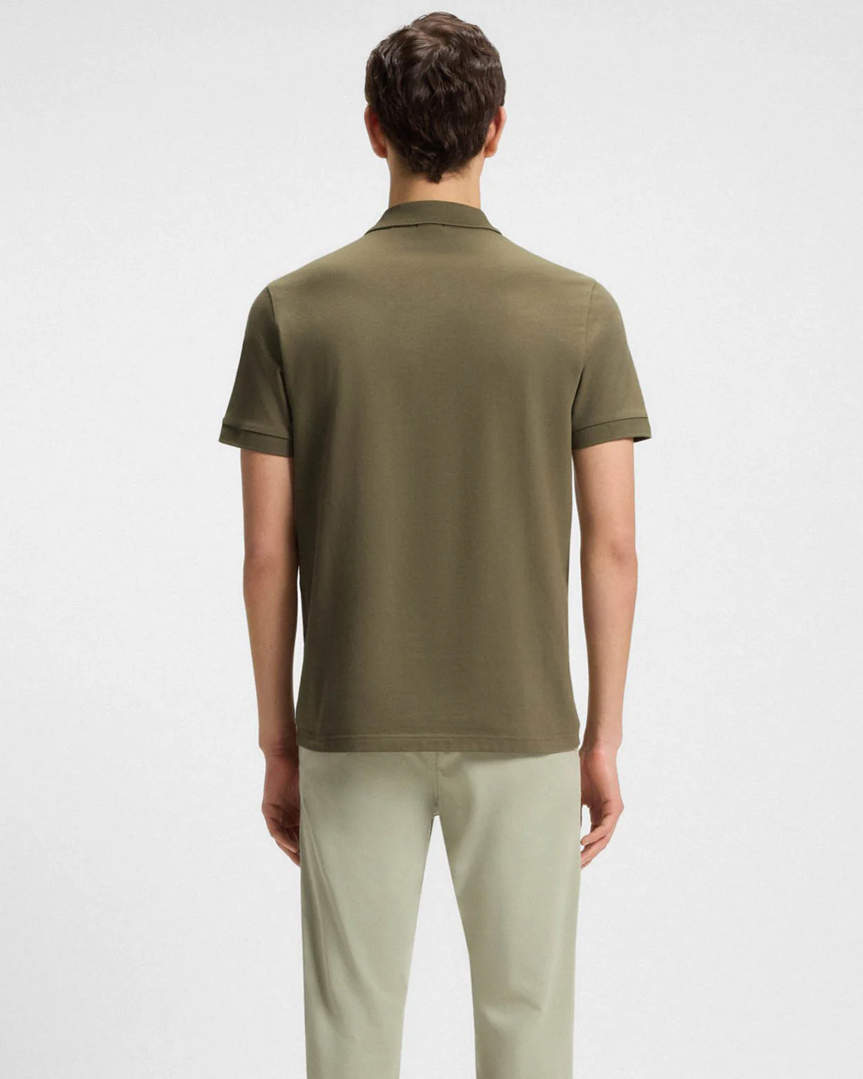 BOSS Orange Passenger Mens Stretch-Cotton Slim-Fit Polo Shirt with Logo Patch - Open Green 342 - Image 2