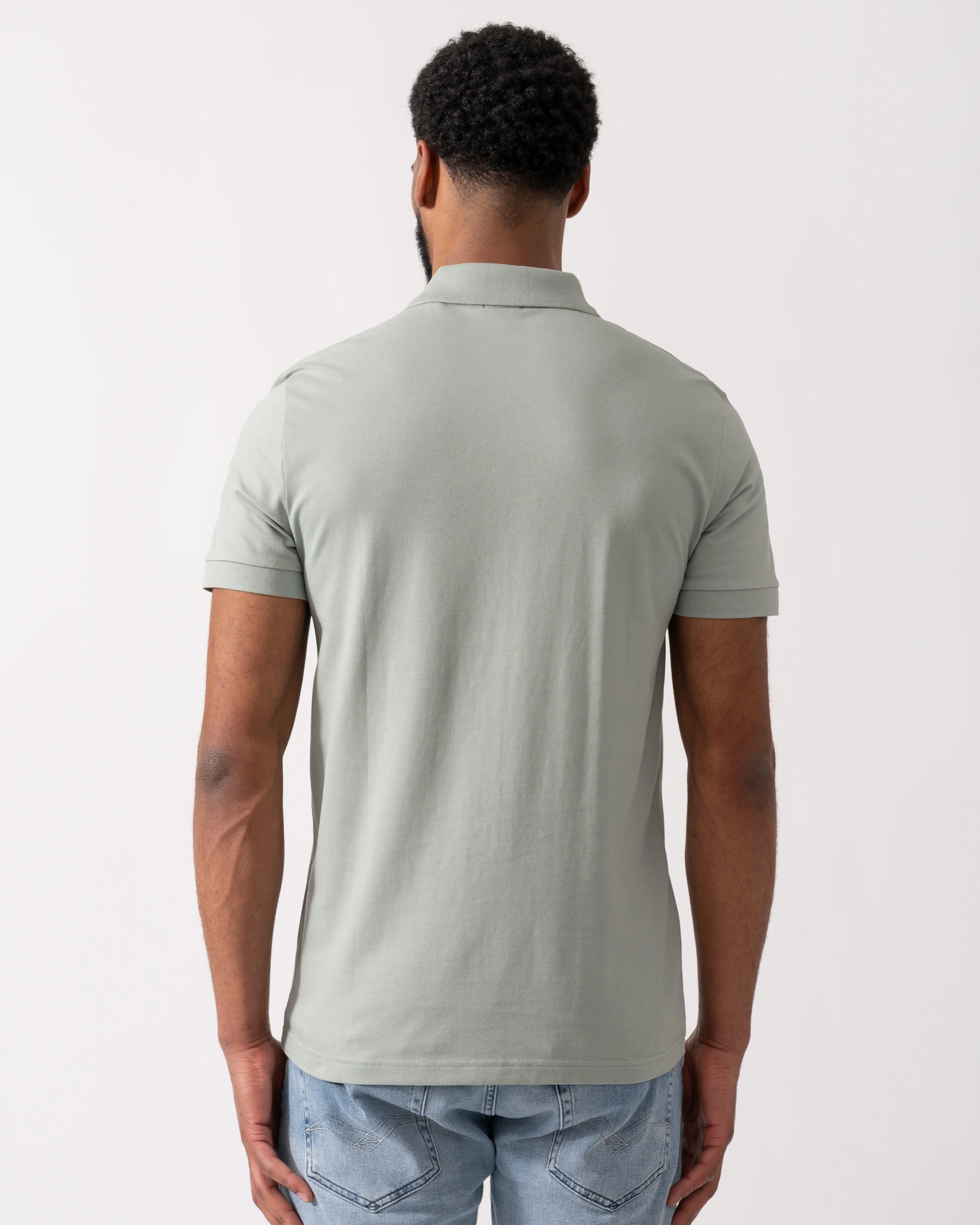 BOSS Orange Passenger Mens Stretch-Cotton Slim-Fit Polo Shirt with Logo Patch - Open Green 351 - Image 4