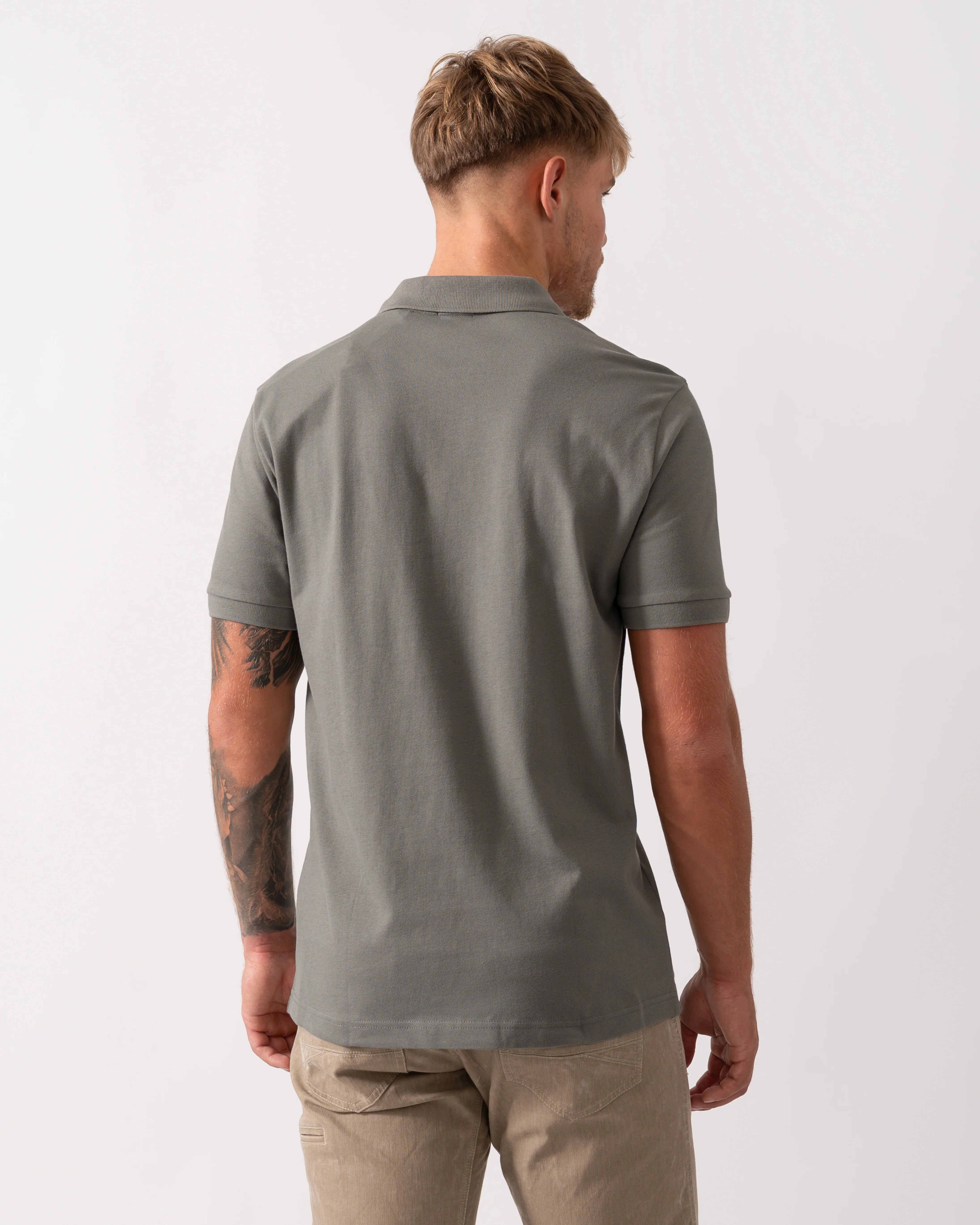 BOSS Orange Passenger Mens Stretch-Cotton Slim-Fit Polo Shirt with Logo Patch - Open Grey 076 - Image 4