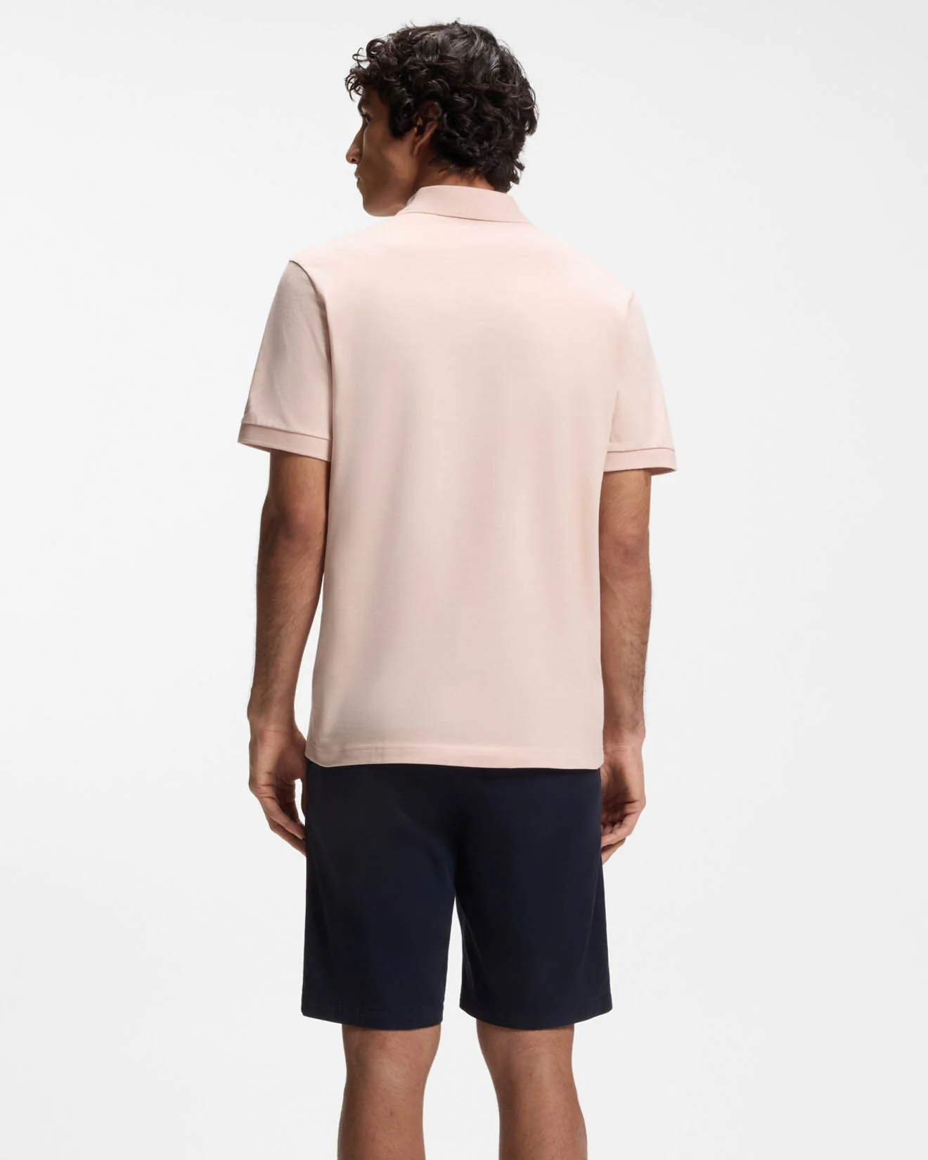 BOSS Orange Passenger Mens Stretch-Cotton Slim-Fit Polo Shirt with Logo Patch - Open Pink 690 - Image 3