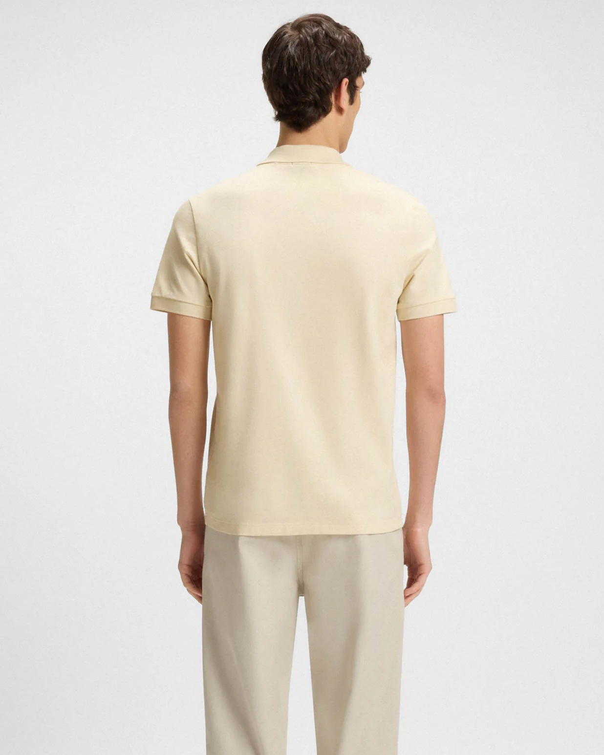 BOSS Orange Passenger Mens Stretch-Cotton Slim-Fit Polo Shirt with Logo Patch - Open Yellow 767 - Image 2