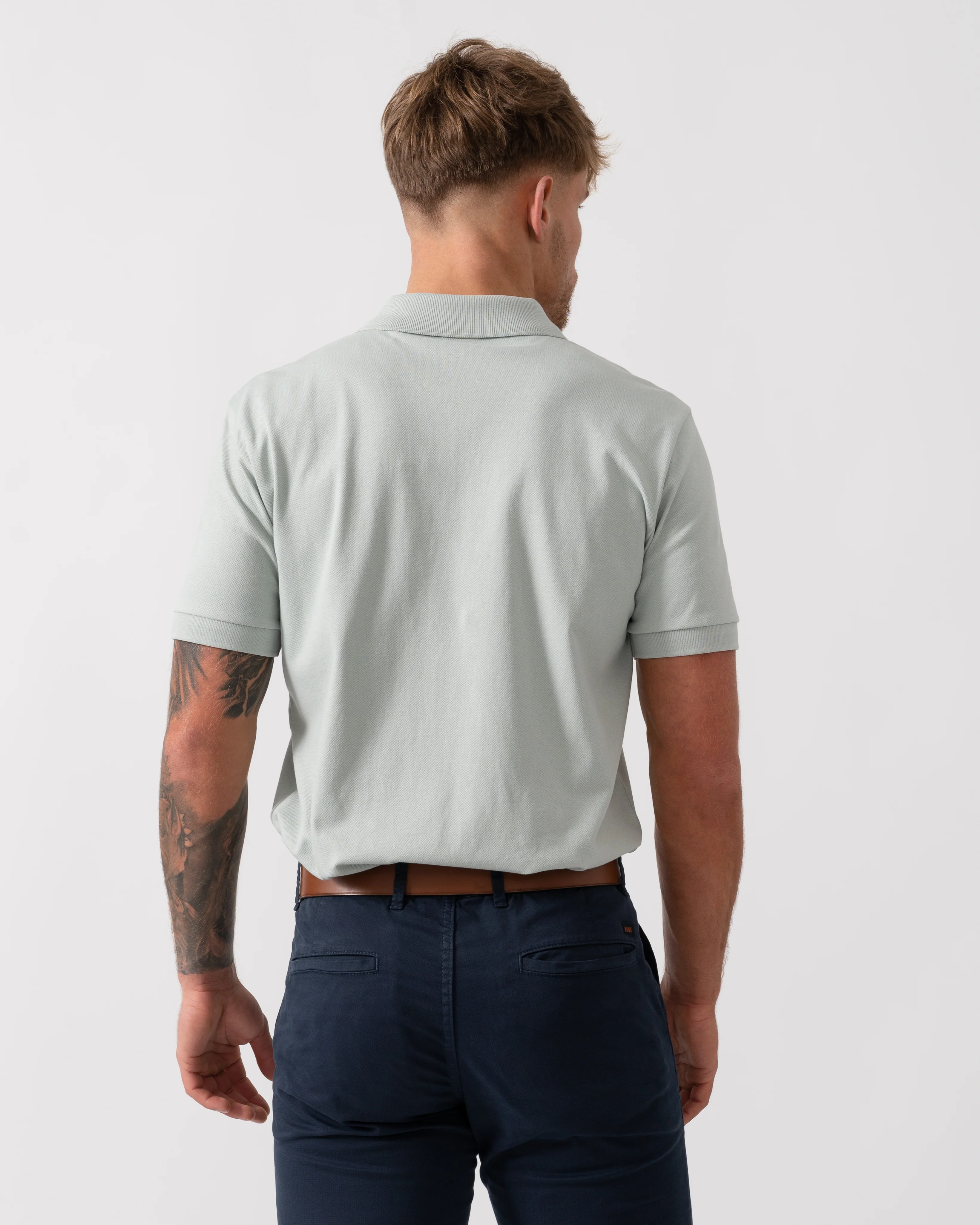 BOSS Orange Passenger Modern Slim-Fit Polo Shirt - Silver 043 - Image 3