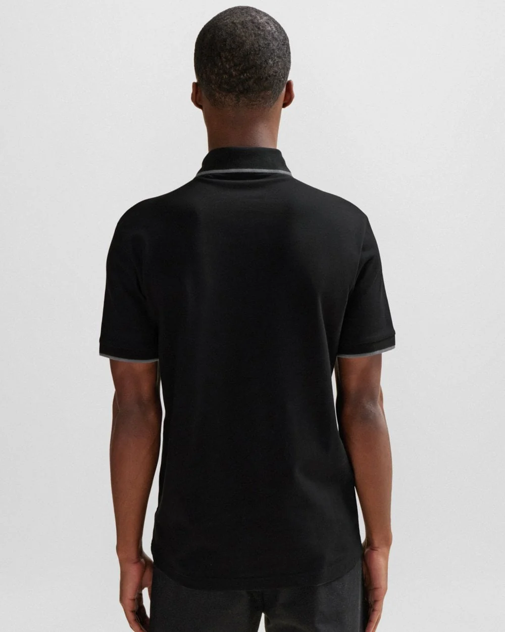BOSS Orange Passertip Mens Short Sleeve Polo Shirt With Tipped Collar - Black 001 - Image 4