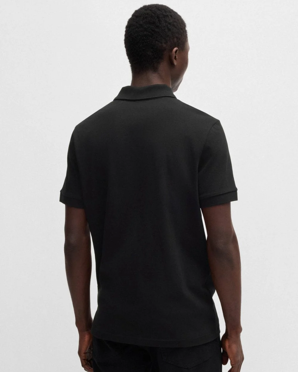 BOSS Orange Passerzip Mens Zip Placket Polo Shirt - Black 001 - Image 4