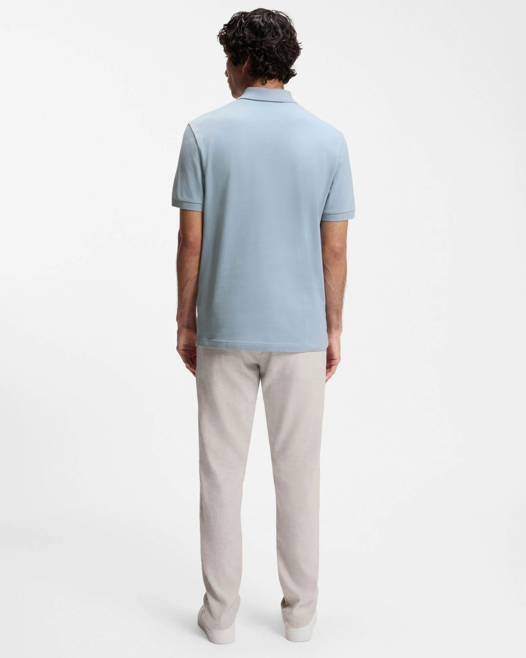 BOSS Orange Passerzip Mens Zip Placket Polo Shirt - Light/Pastel Blue 458 - Image 4