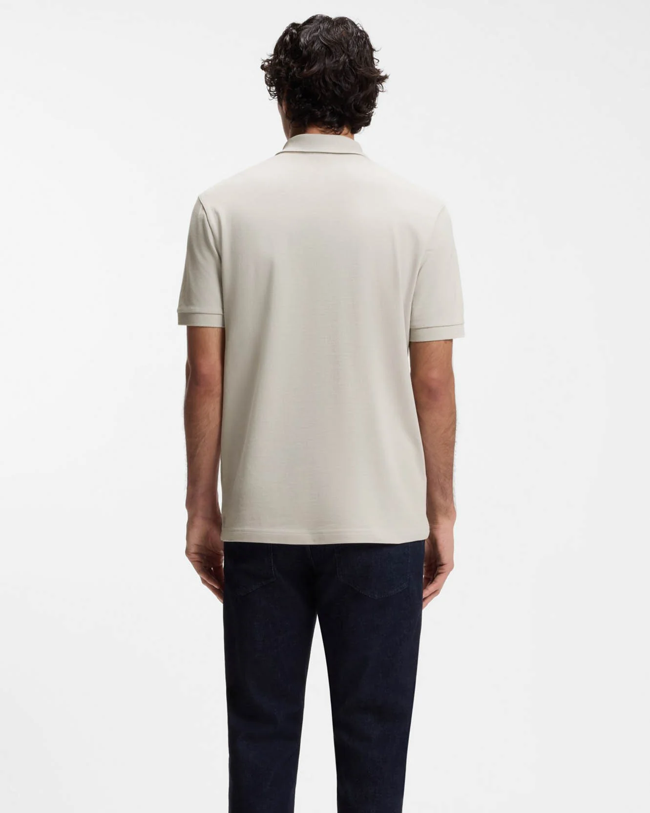 BOSS Orange Passerzip Mens Zip Placket Polo Shirt - Open Grey 070 - Image 4