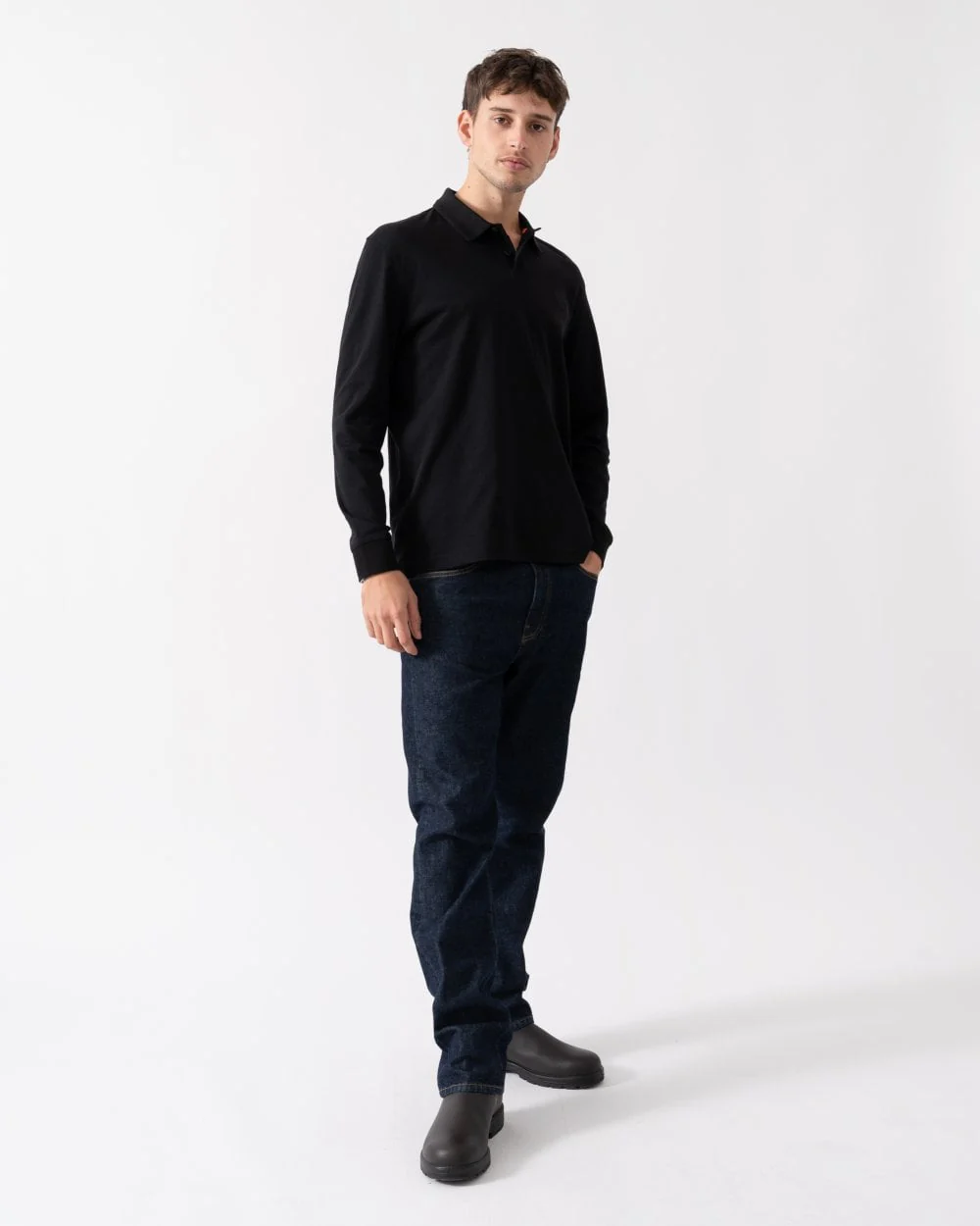 BOSS Orange Pe Interlock Mens Long Sleeve Polo Shirt - Image 3