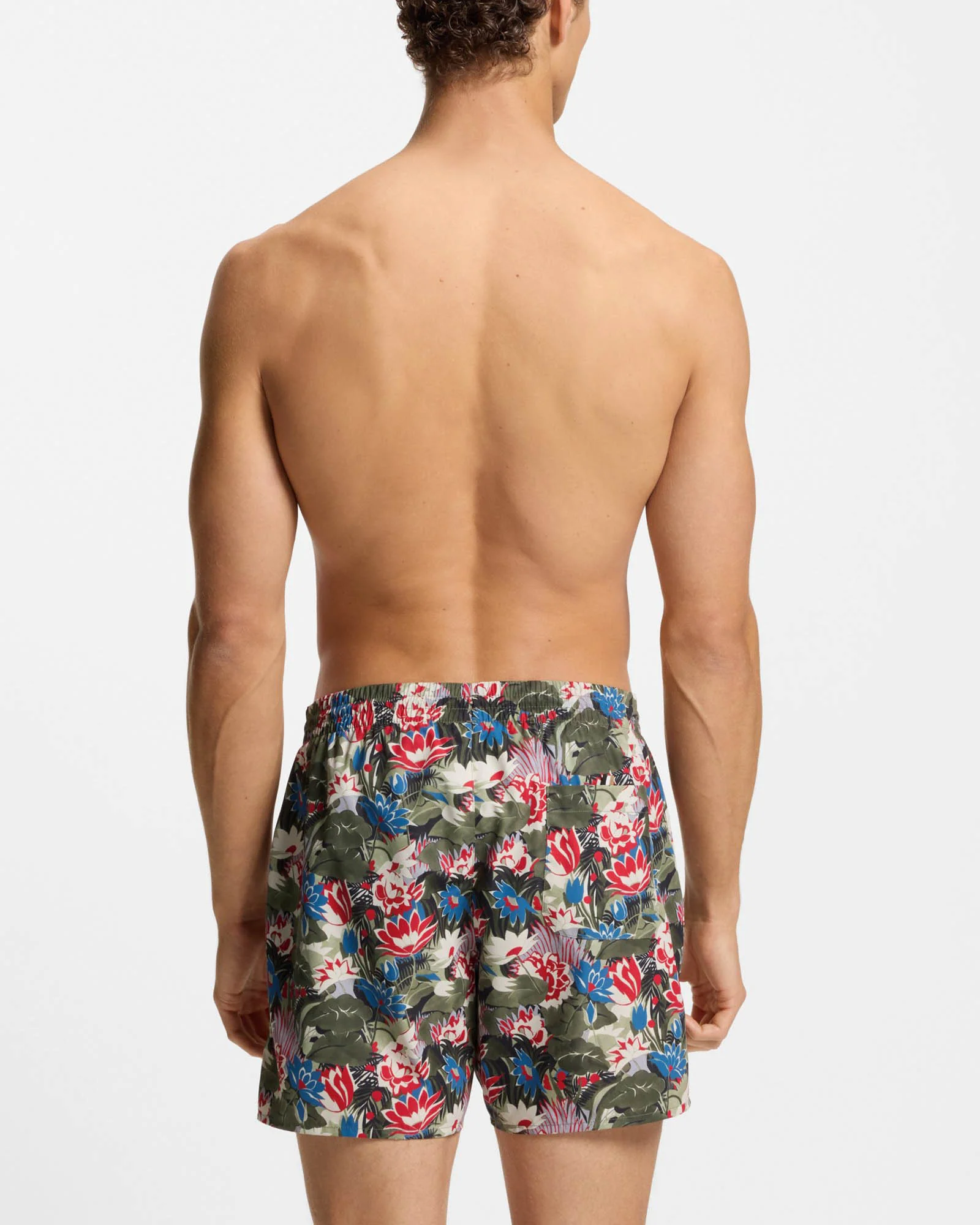 BOSS Orange Piranha Mens Tropical Print Quick-Drying Swim Shorts - Open Green 351 - Image 3