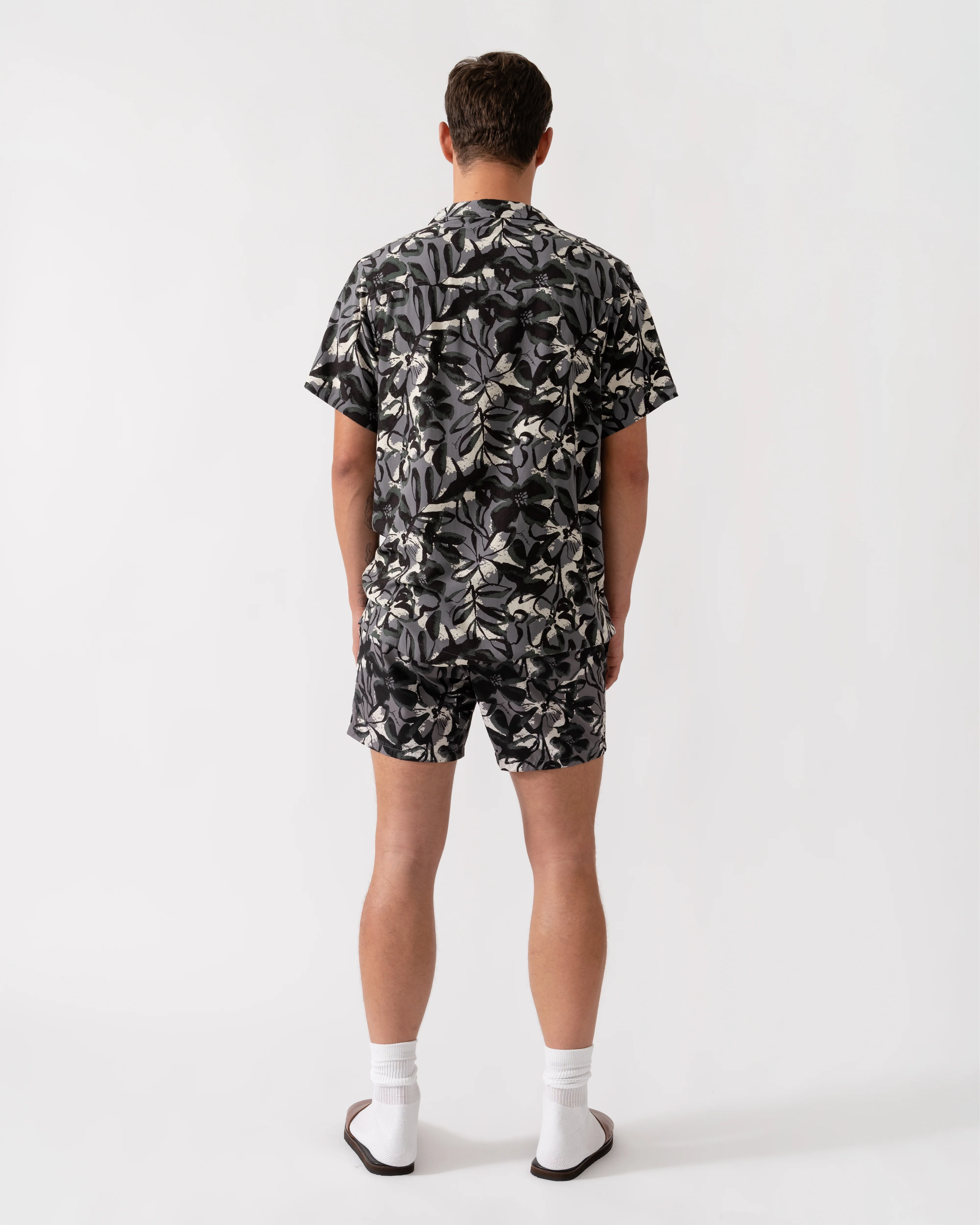 BOSS Orange Piranha Mens Tropical Print Quick-Drying Swim Shorts - Open Grey 062 - Image 4