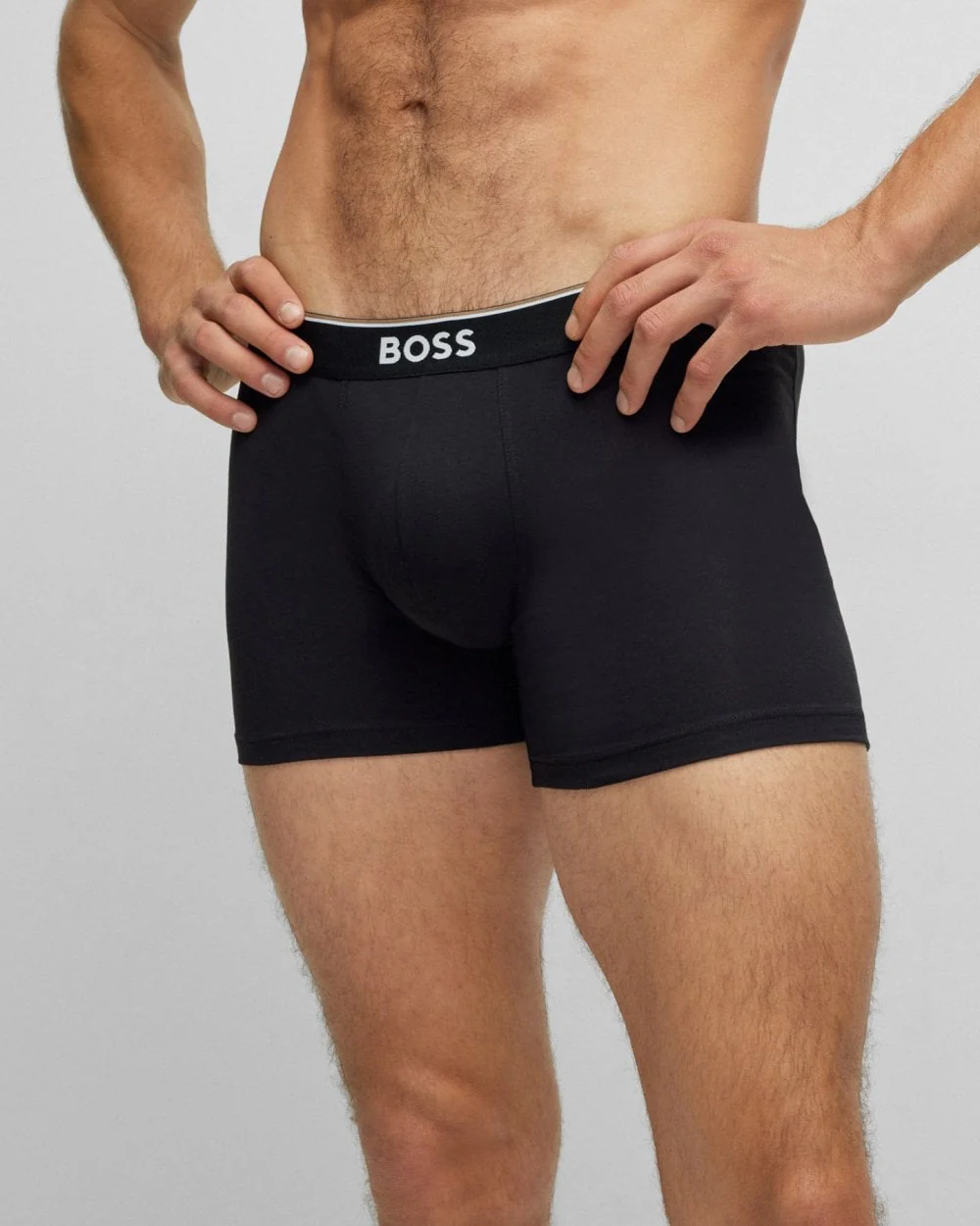 BOSS Orange Power Three Pack Mens Stretch Cotton Boxer Briefs With Logos NOS - Black 001 - Image 2