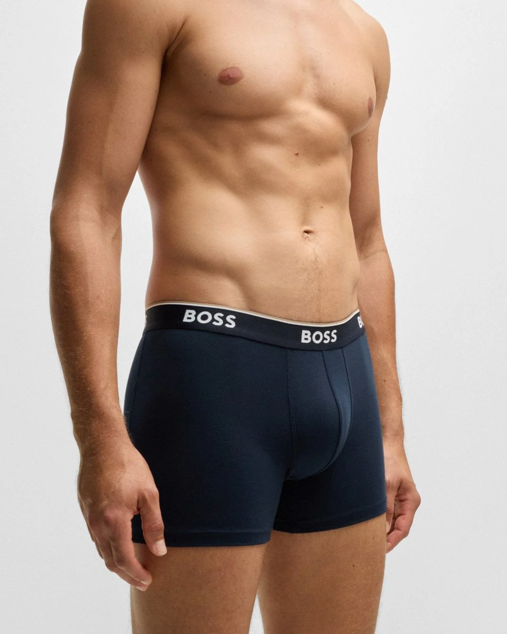 BOSS Orange Power Three Pack Mens Stretch Cotton Boxer Briefs With Logos NOS - Open Blue 487 - Image 2