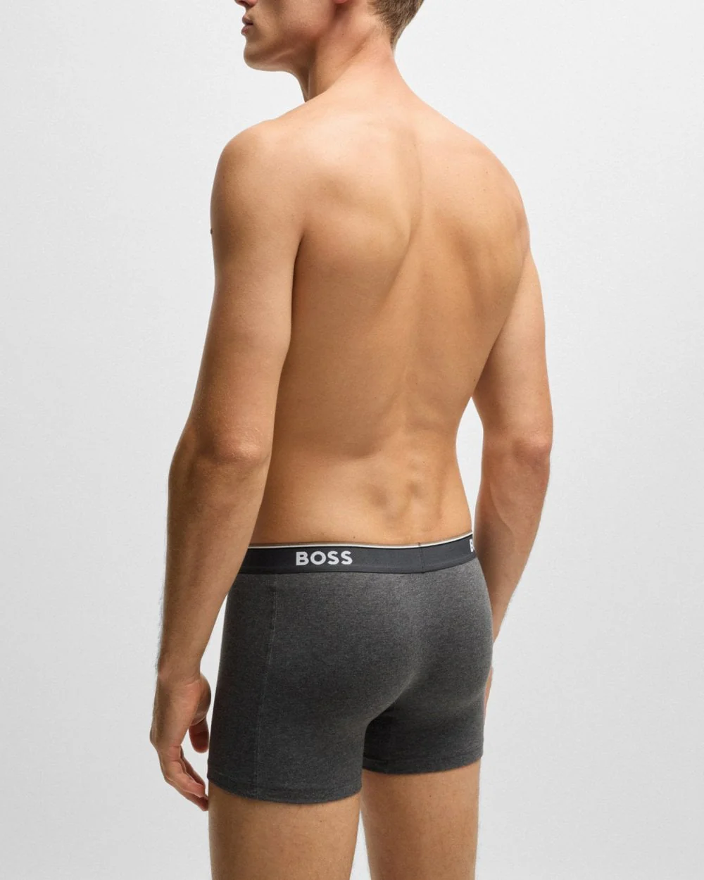 BOSS Orange Power Three Pack Mens Stretch Cotton Boxer Briefs With Logos NOS - Open Grey 061 - Image 6