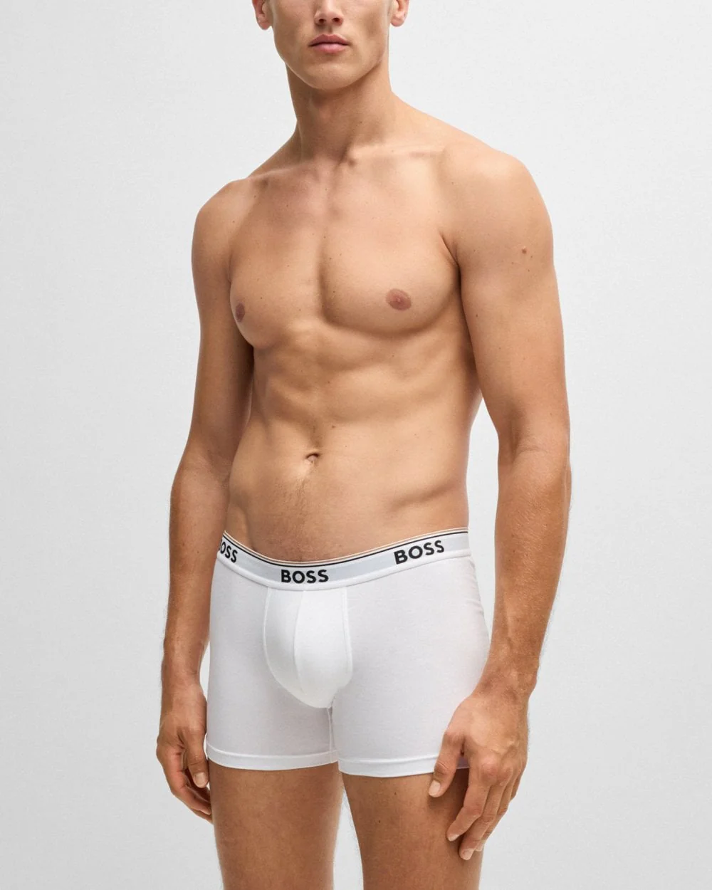 BOSS Orange Power Three Pack Mens Stretch Cotton Boxer Briefs With Logos NOS - White 100 - Image 2