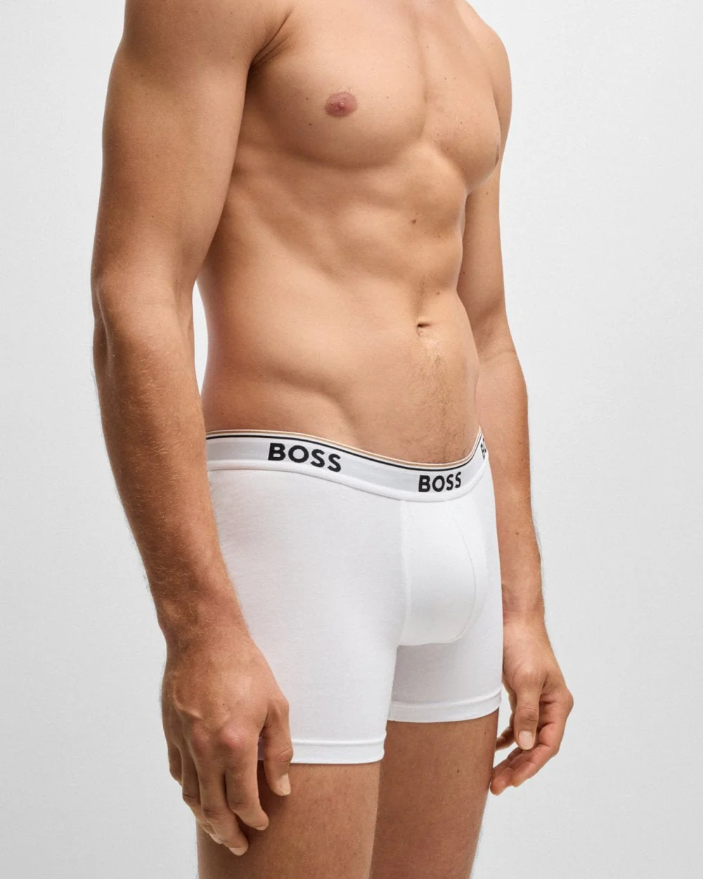 BOSS Orange Power Three Pack Mens Stretch Cotton Boxer Briefs With Logos NOS - White 100 - Image 4